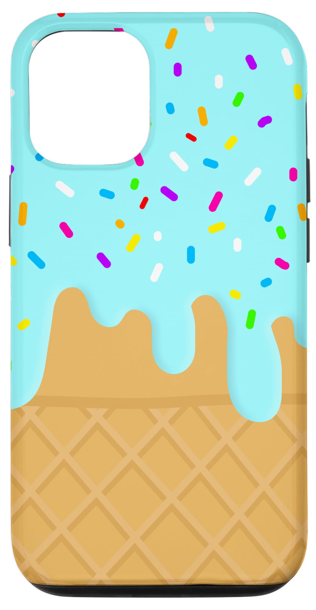 Colorful Sprinkles Drip Waffle Phone Case for iPhone 12/12 Pro - Trendy Ice Cream Cone Design, Shockproof Protective Cover - Perfect for Summer, Parties & Fun Outfits