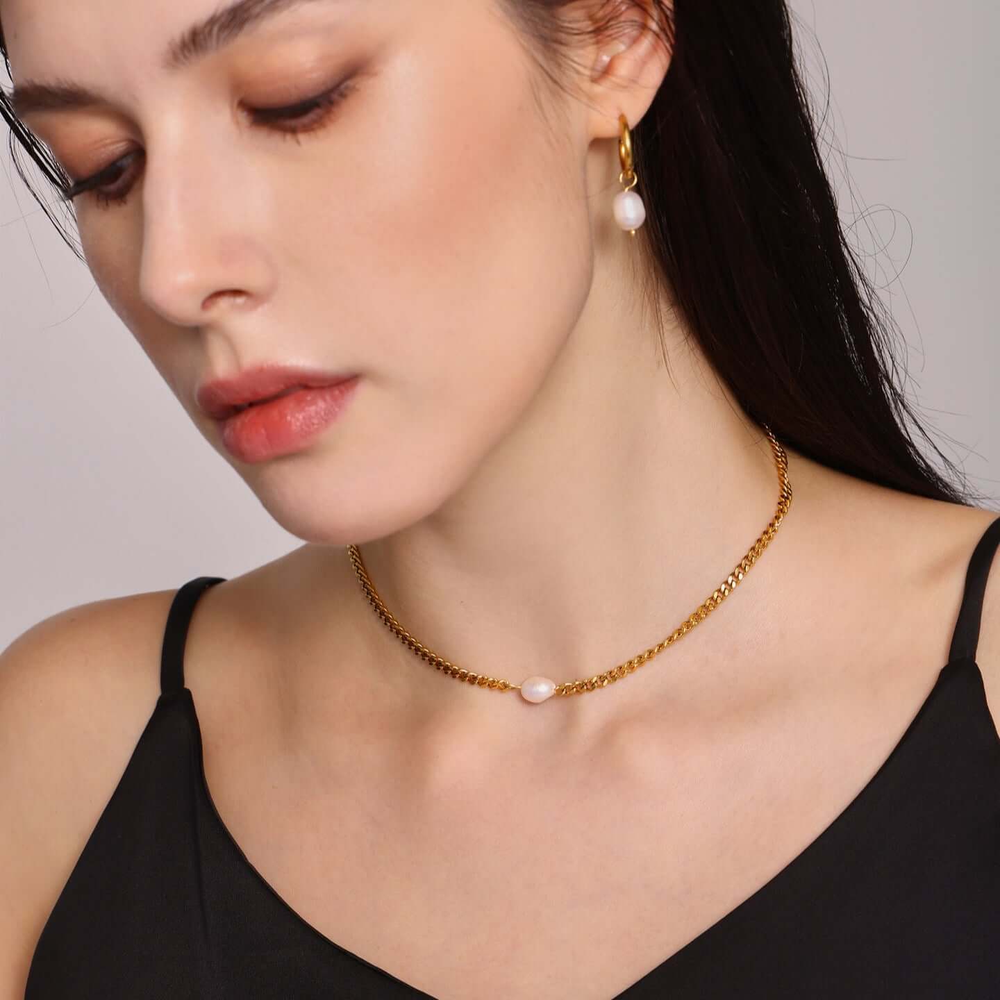 Elegant Modern Freshwater Pearl Gold Chain Necklace for Women | P539 | Perfect for Weddings, Parties & Everyday Wear