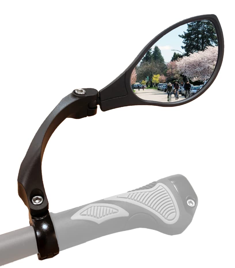 Hafny HD Blast-Resistant Bike Handlebar Mirror - Adjustable Rotatable Rearview Bicycle Mirror with Crystal Clear Glass (HF-M902RS-FR01, Silver Right) for Safe Cycling on Roads and Trails