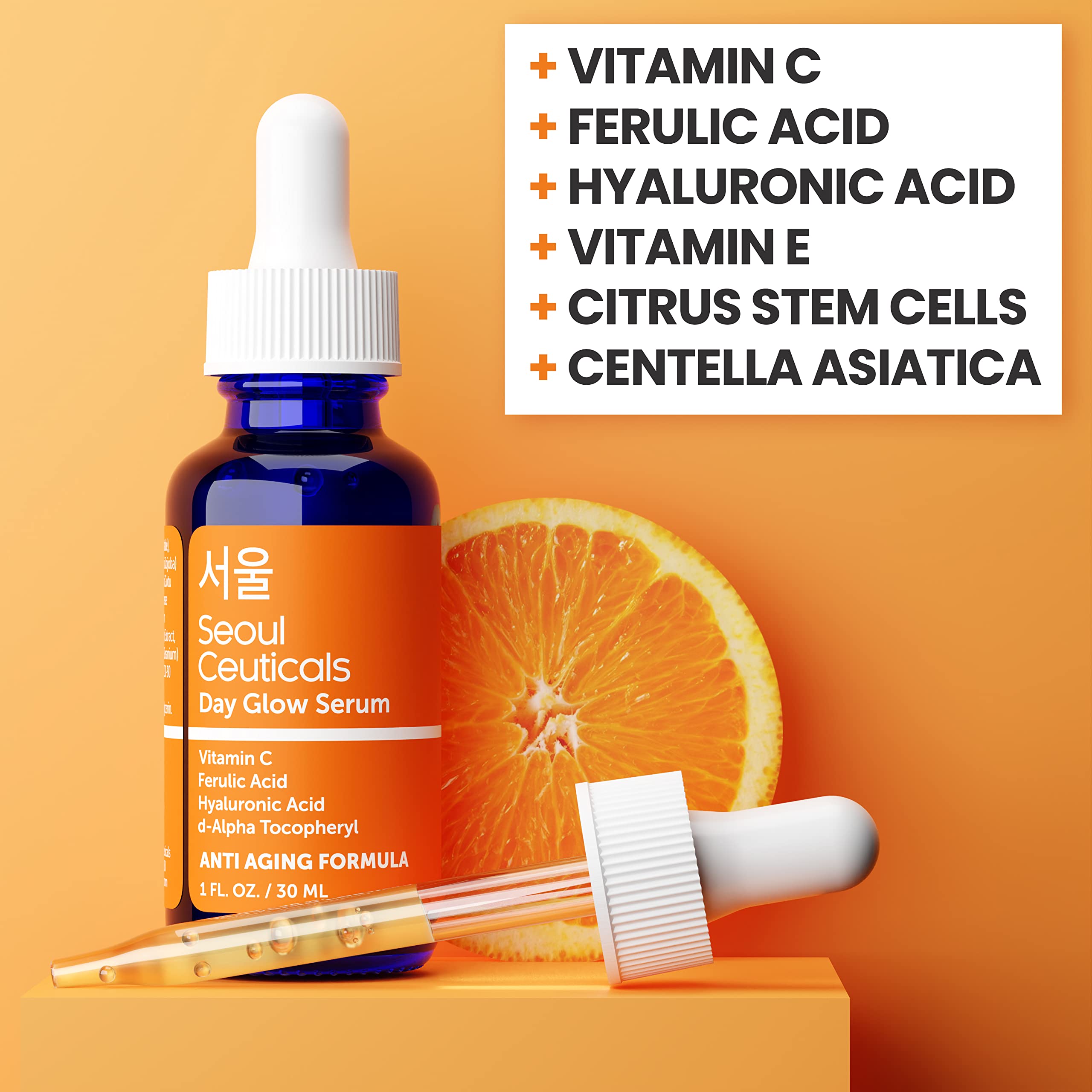 SeoulCeuticals Retinol + Vitamin C Serum - Korean Anti-Aging Skincare Bundle for Wrinkles & Brightening | Day & Night Face Treatment for Glowing Skin