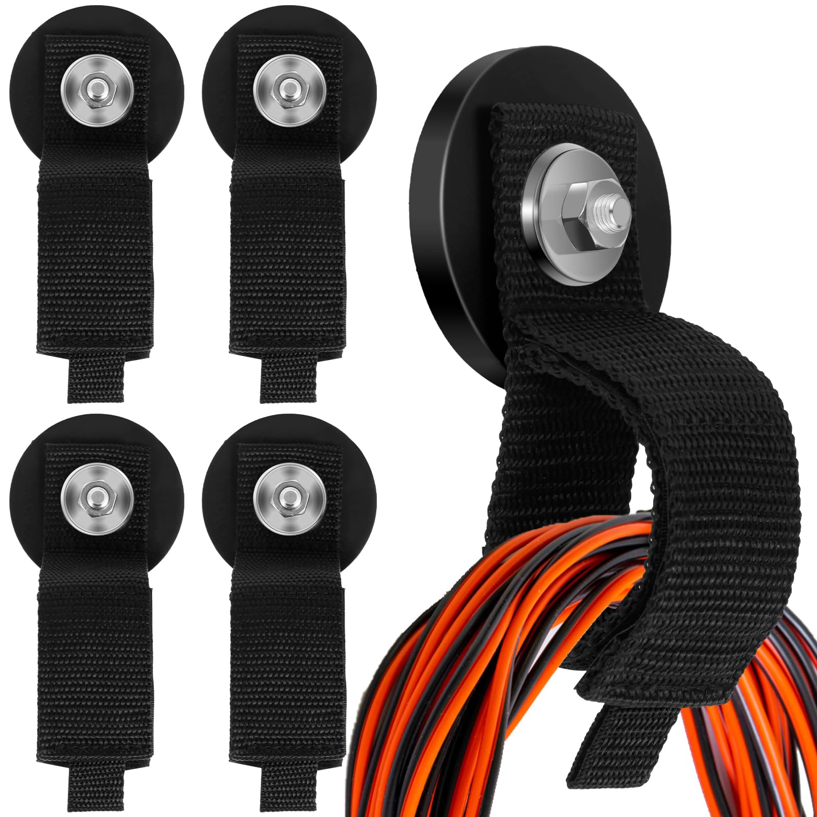 4 Pack Heavy Duty Magnetic Hooks - 100LB Strong Magnetic Garage Hooks for Tools, Extension Cords & Ropes - Premium Magnetic Storage Organizer for Garage, Workshop & Home Use