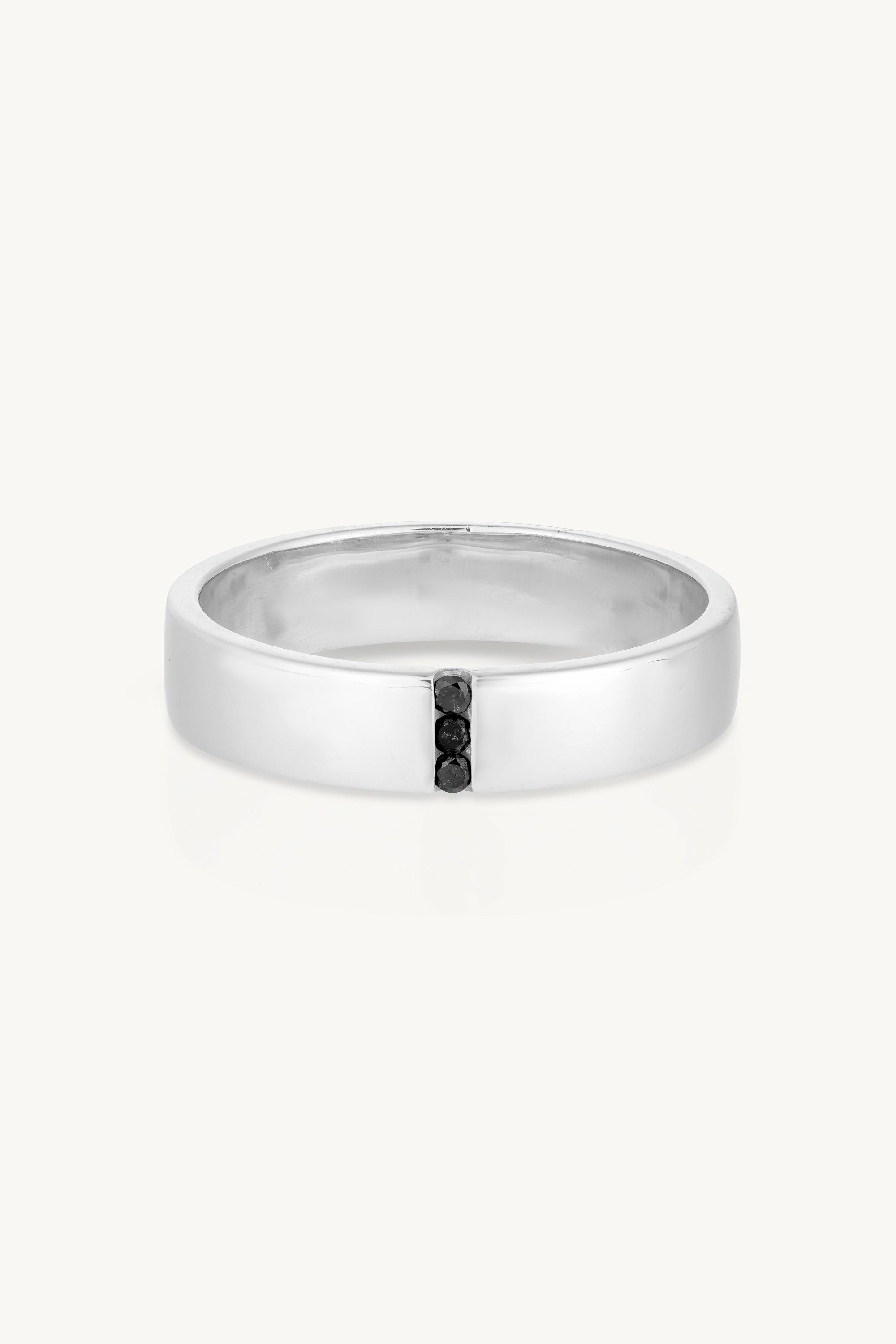 Men's Triple Black Diamond Band Ring in 14K White Gold - Elegant Wedding Band, Anniversary Gift for Him, Perfect for Engagements & Special Occasions