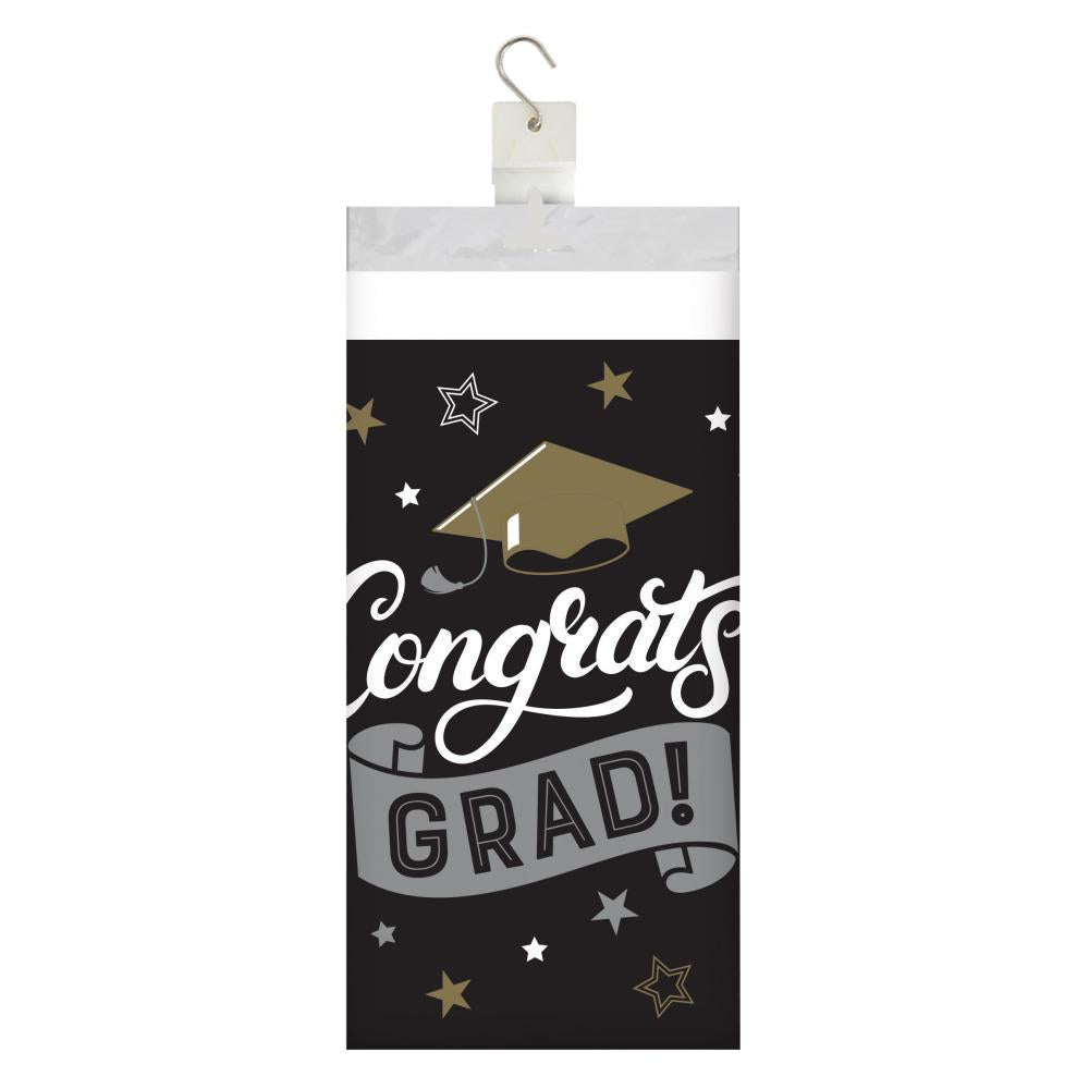 12-Piece Bulk Graduation Glamor Paper Table Cover with Border Print, 54