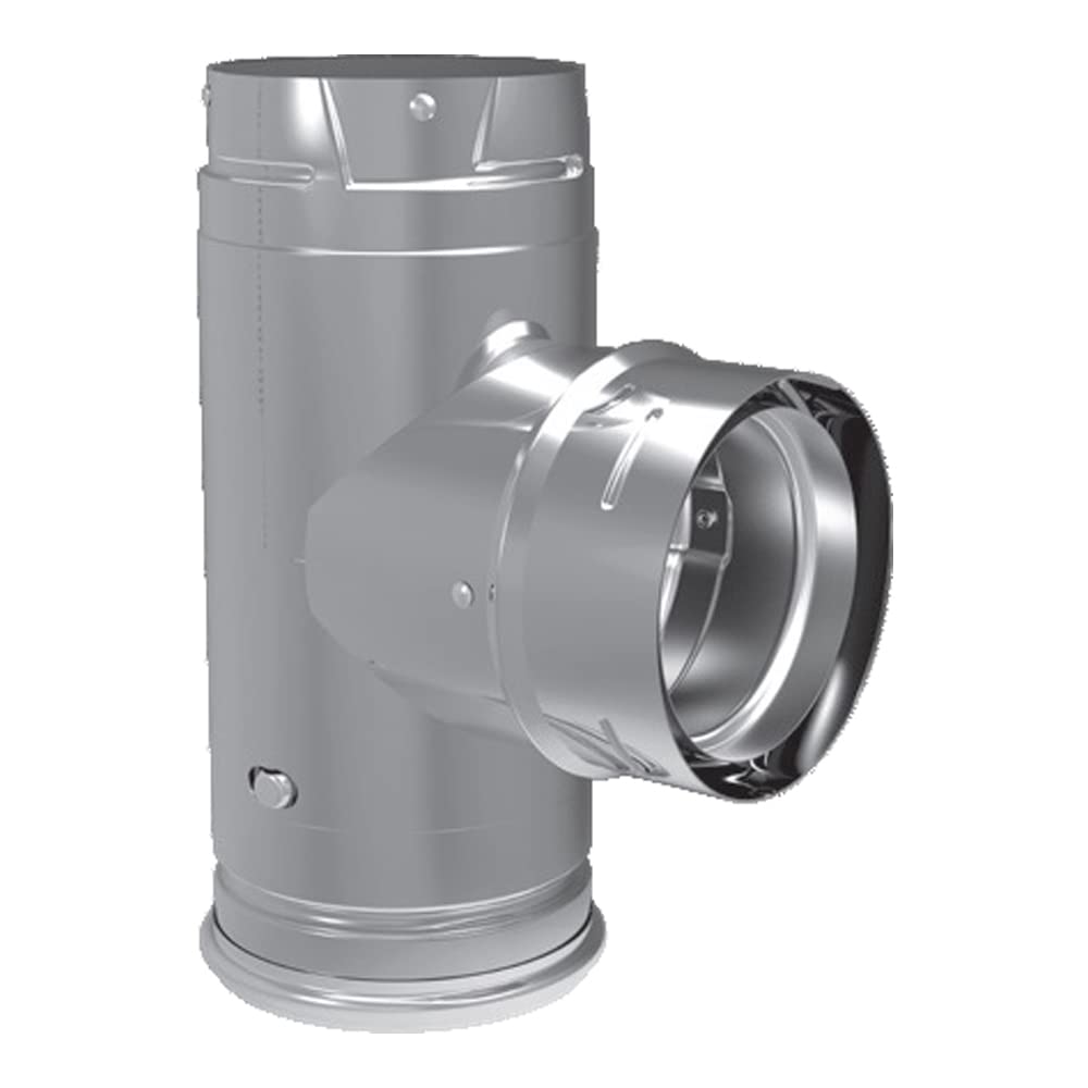 DuraVent 3PVP-TAD1 3-Inch Diameter Pellet Vent Pro Adapter Tee with Clean-Out Cap - Perfect for Wood Pellet Stove Venting Systems & Home Heating Solutions