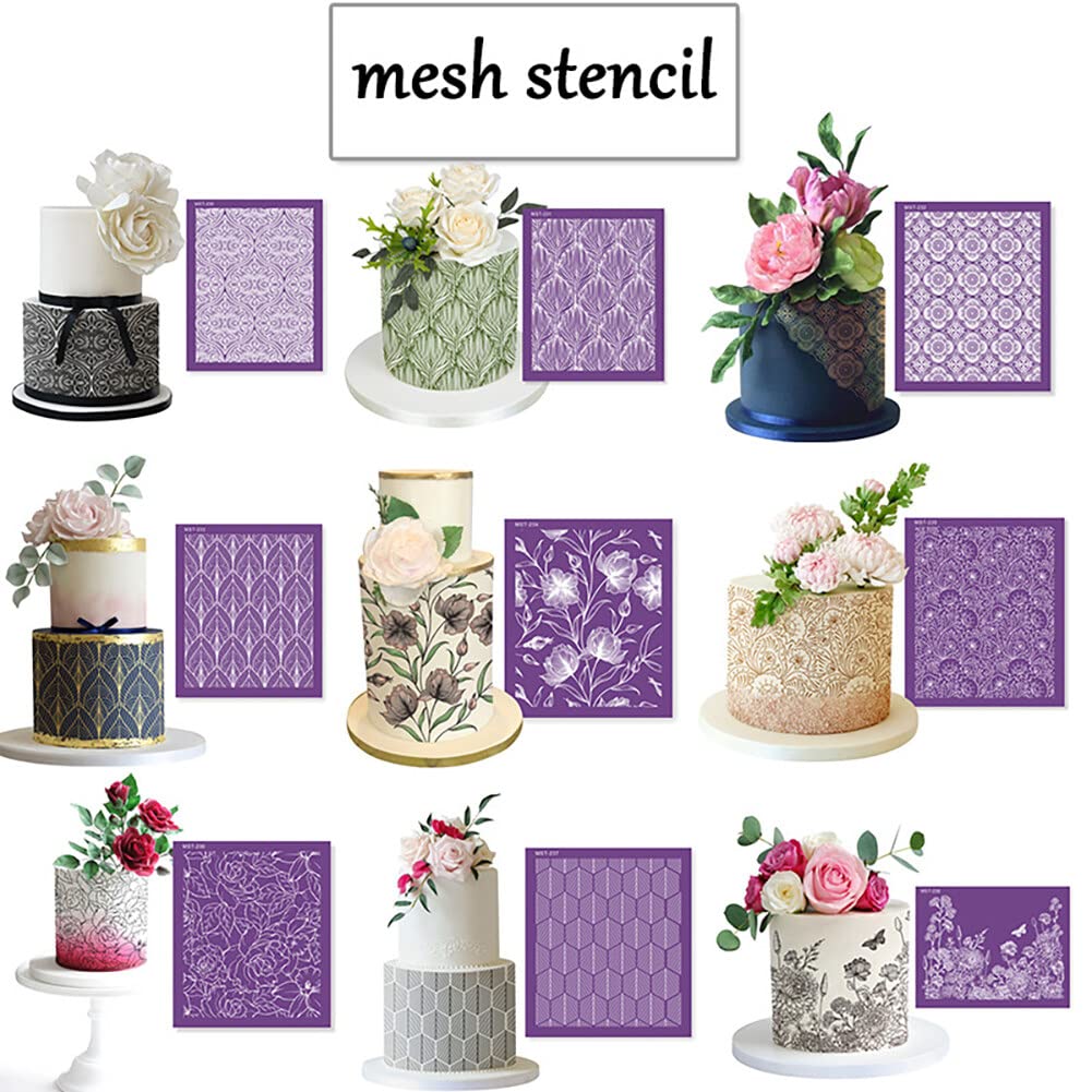Eforcase Silicone Cake Stencils & Fondant Mat - Flower Lace Impression Mold for Wedding Cake Decorating, Reusable DIY Cupcake Borders - Perfect for Wedding, Birthday, and Party Dessert Decorations