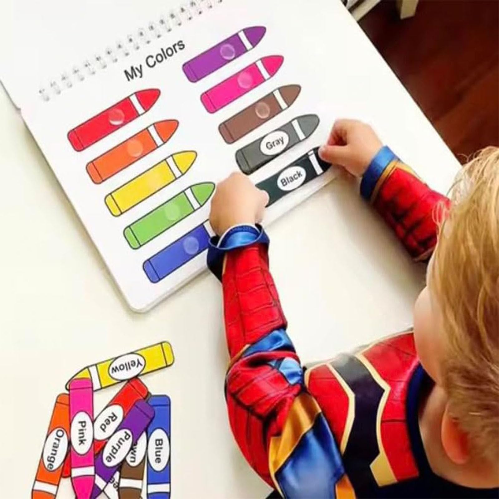 Divineraft My Preschool Busy Book - Toddler Learning Activities with Reusable Stickers, ABCs, Numbers & Shapes - Montessori Educational Toy for Travel, Home & Classroom (1PC)