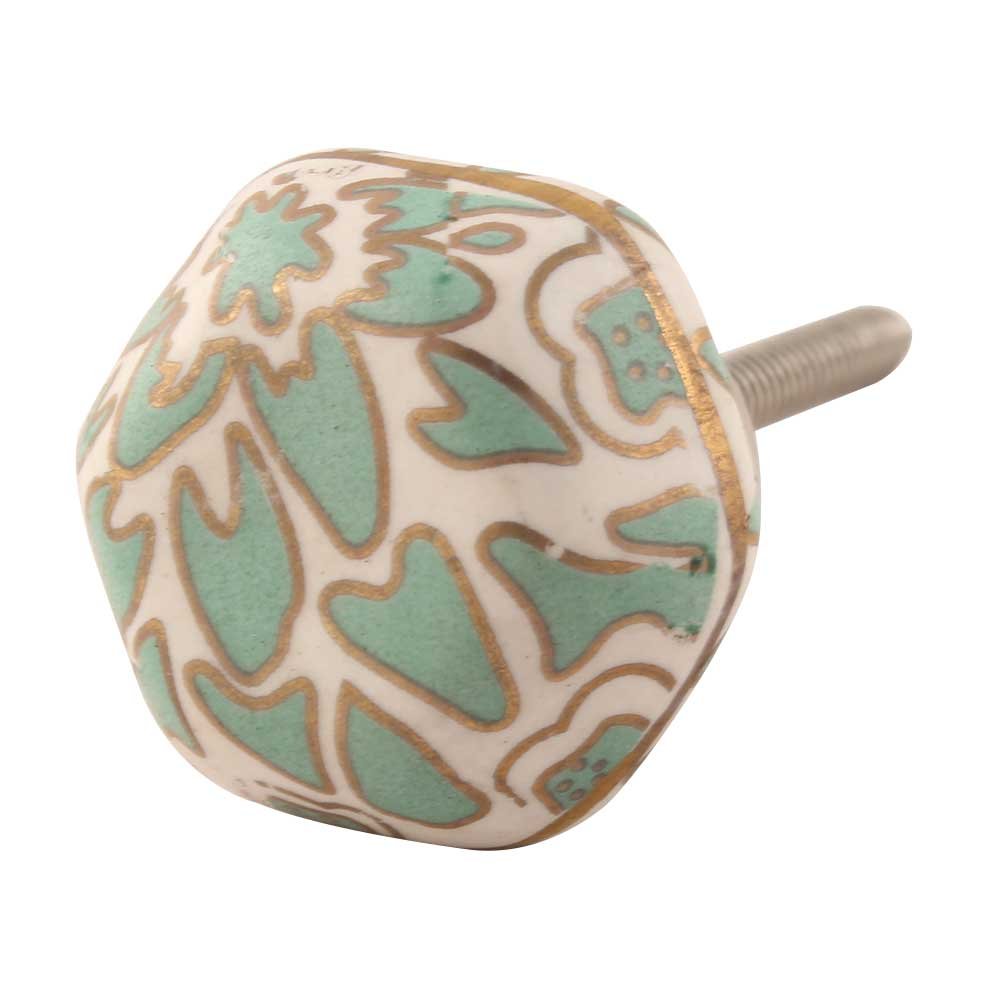 Premium 4-Piece Green Hexagon Ceramic Drawer Knobs - Elegant Kitchen Cabinet Hardware & Dresser Pulls for Modern Home Decor - Perfect for Cabinets, Drawers, and Furniture Upgrades