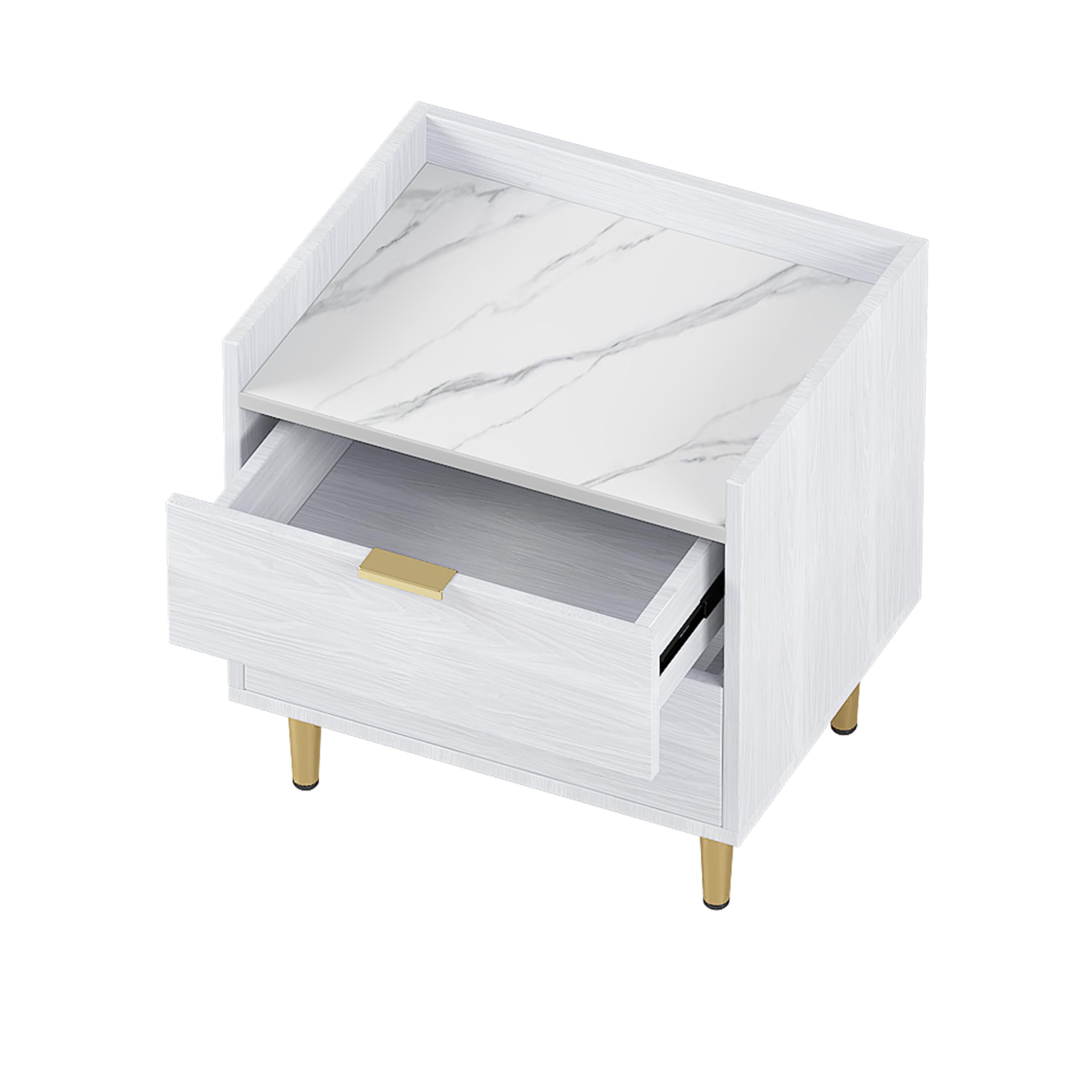 3-Piece Queen Bedroom Set with Tufted Upholstered Platform Bed, Storage Nightstand & Dresser - Motion-Activated Night Lights & USB Charger - Modern White Bedroom Furniture for Master Bedroom, Guest Room or Apartment