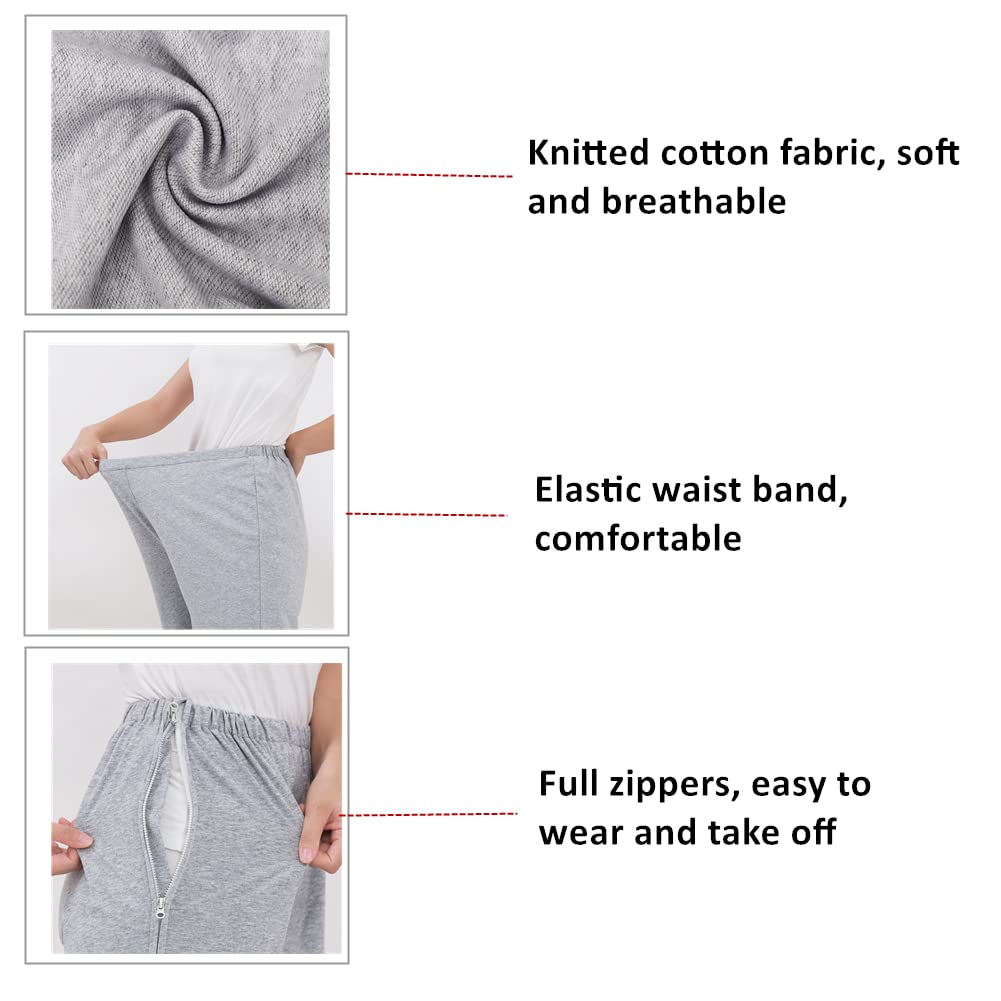 WEEOATAR Unisex Patient Pants with Zippers - Comfortable Bedridden & Disability Clothing, Nursing Hospital Gowns for Elderly Care, Post-Surgery Recovery & Home Healthcare
