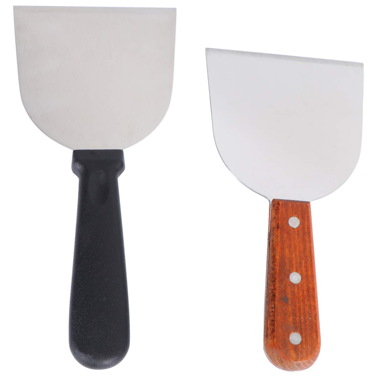Premium Stainless Steel Grill Scraper Set - 2-Piece Heavy Duty Pancake & Pizza Spatula for BBQ, Steak, Griddle Cooking - Perfect for Home Kitchens & Restaurants (Ideal for Flipping Burgers, Scraping Grills & Cooking on Flat Tops)