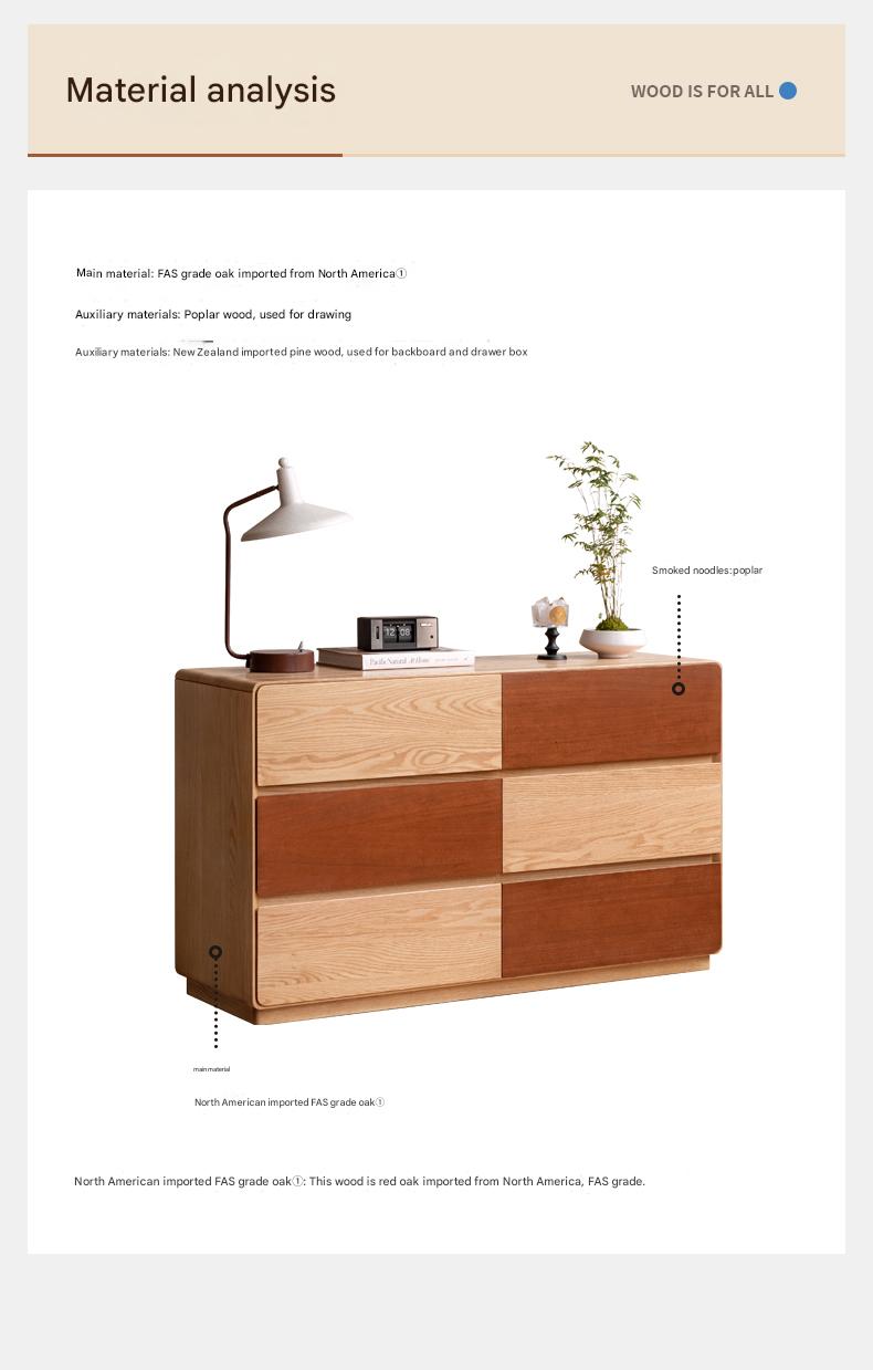 Solid Oak Wood Modern Drawer Cabinet - Stylish Storage Solution for Living Room, Bedroom & Office Organization