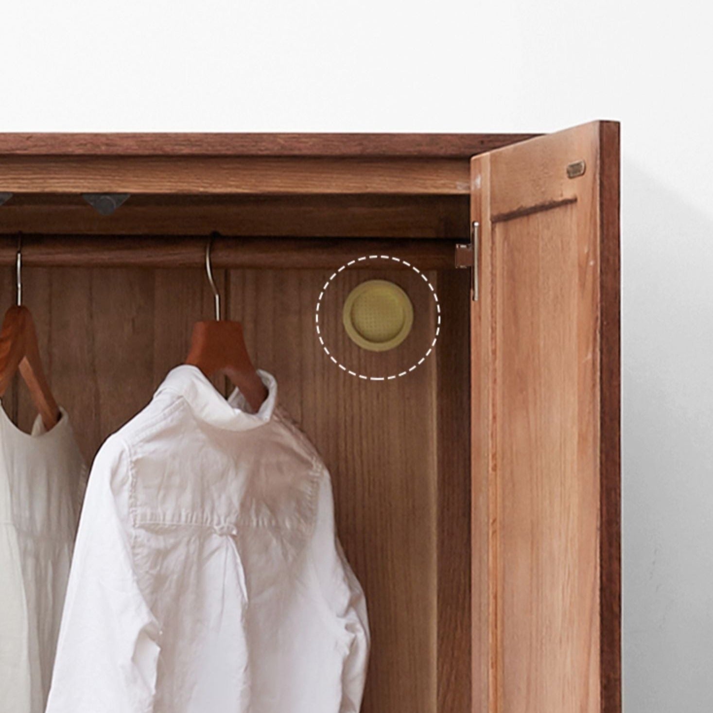 Solid Oak Wood Wardrobe in Walnut Finish - Stylish and Durable Closet Storage for Bedroom, Living Room, or Walk-in Closet