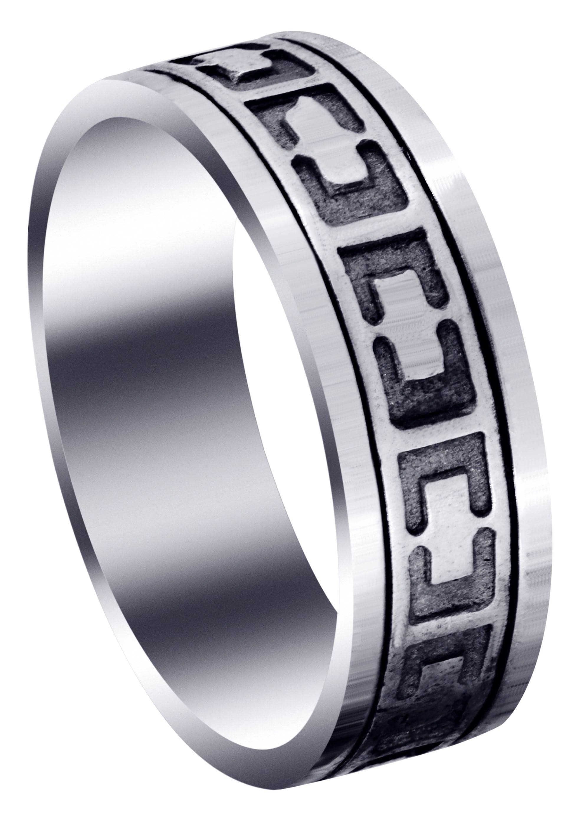 Contemporary Men's Wedding Band Ring - Sand Blast & High Polish Finish (Santiago) - Perfect for Weddings, Anniversaries & Everyday Wear