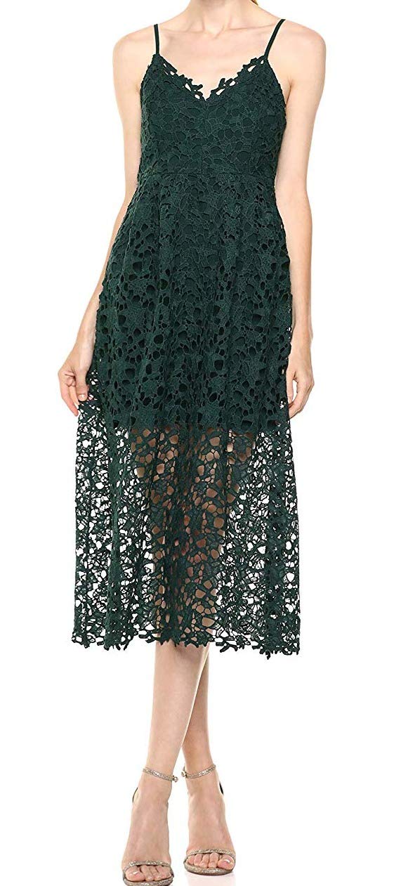 ASTR the Label Women's Sleeveless Lace Fit & Flare Midi Dress - Elegant Summer Wedding Guest Dress, Cocktail Party & Formal Occasion Outfit