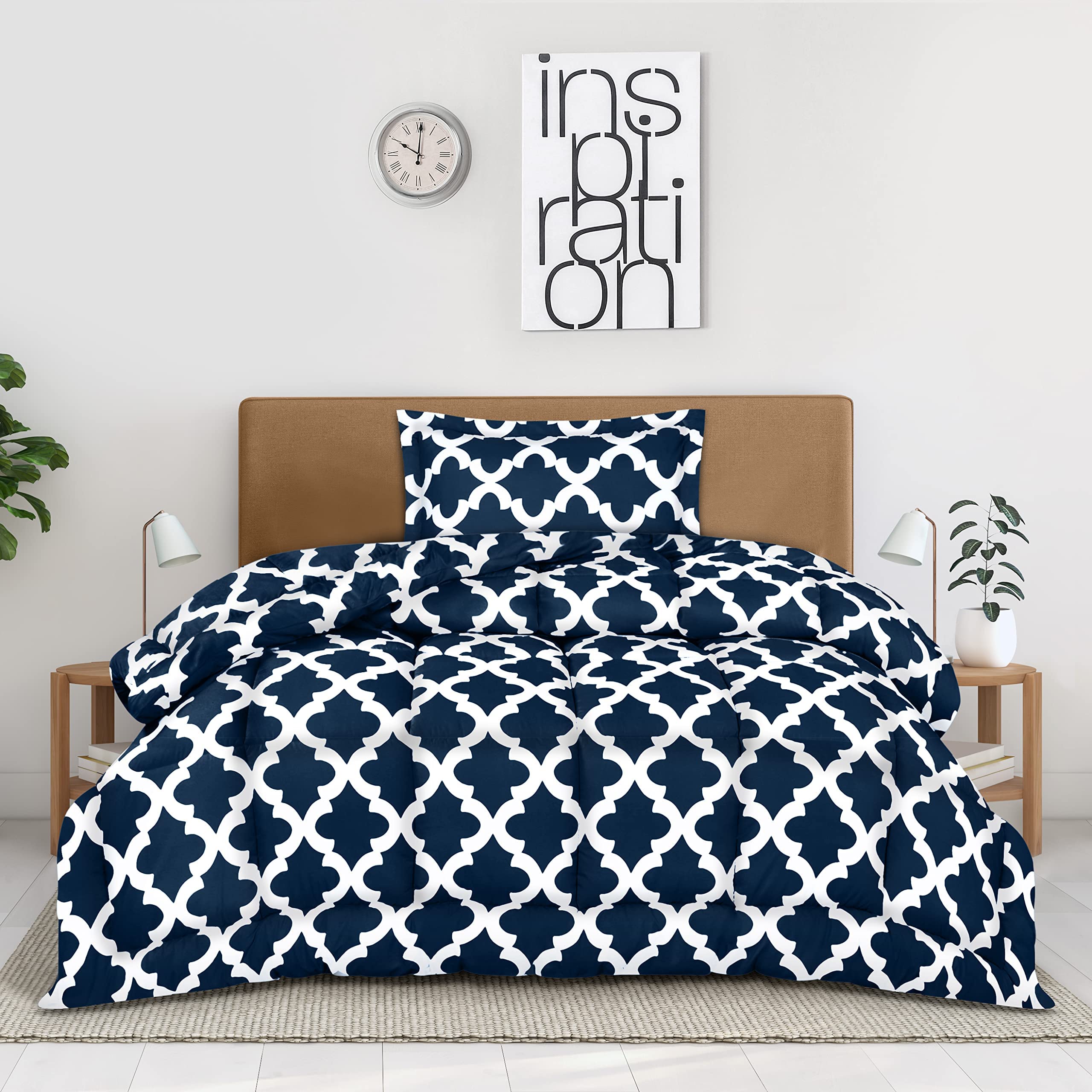 Utopia Bedding 2-Piece Comforter Set with Pillow Sham - Twin Size Navy Blue Down Alternative Bedding - Soft, Comfortable & Machine Washable for Cozy Nights - Perfect for Guest Rooms, Dorms & Apartments