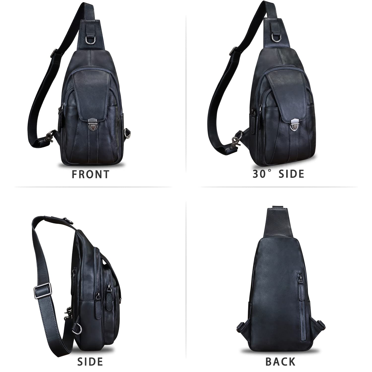 LRTO Genuine Leather Sling Bag for Women & Men - Handmade Vintage Crossbody Backpack, Hiking Daypack - Perfect for Travel, Hiking & Daily Use