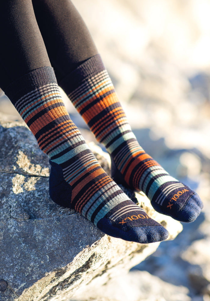 Breathable Everyday Crew Socks with Light Cushion - Navy Blue Striped Design for Men & Women | Perfect for Work, Gym & Casual Wear