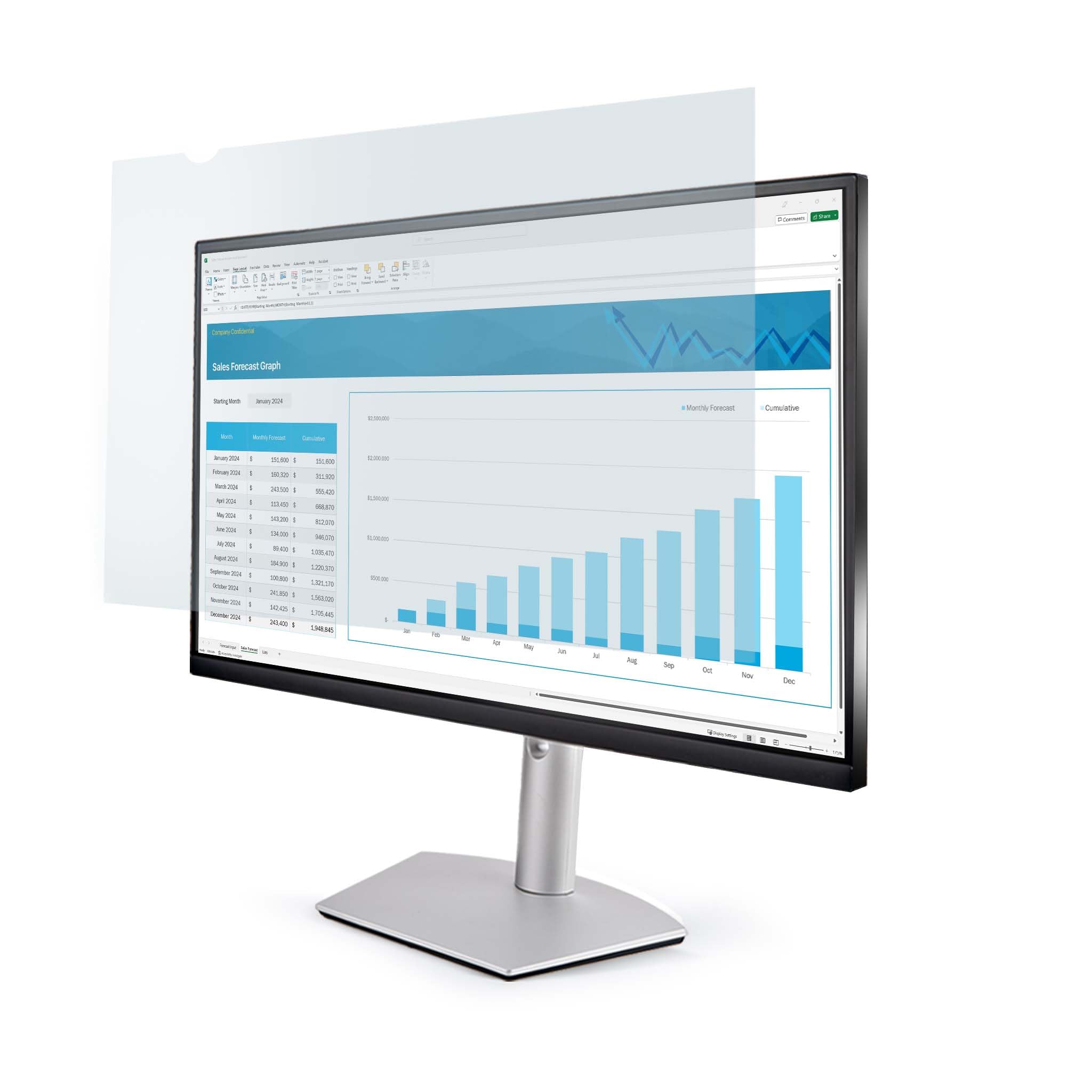 StarTech.com 24-inch 16:10 Anti-Blue Light Screen Protector for Computer Monitors - Reduce Eye Strain & Glare, TAA Compliant - Perfect for Office Work, Gaming & Late-Night Screen Use