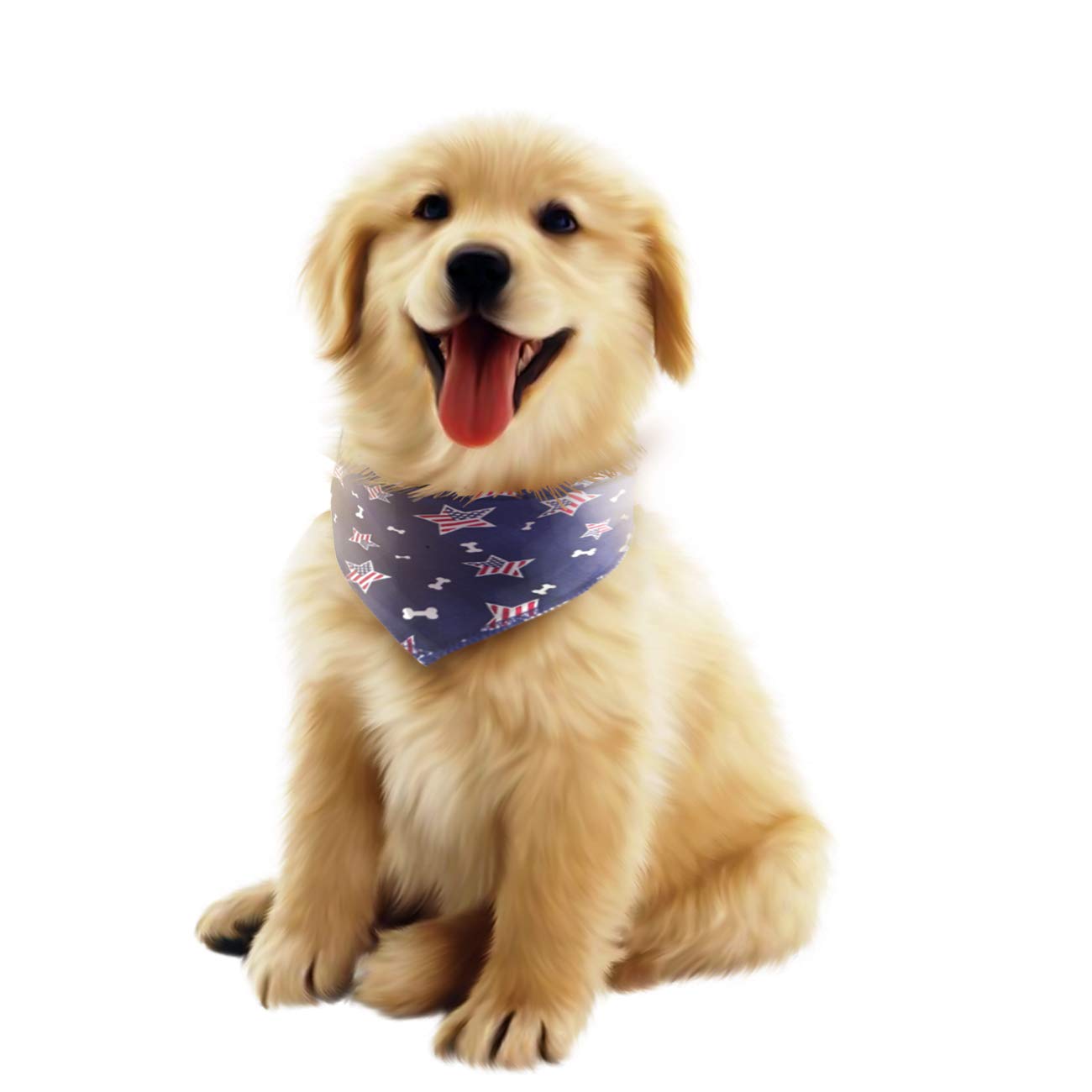 Washable American Flag Dog Bandana Bib - Reversible Pet Kerchief for Independence Day, 4th of July, Patriotic Square Scarf for Dogs & Cats (Blue) - Perfect for Holidays, Parades & Outdoor Adventures