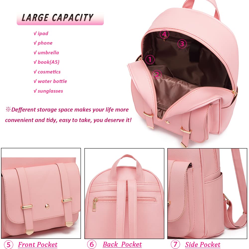 **MACCINELO Cute Leather Mini Backpack Purse for Women - Bowknot Small Backpack for Girls, Ladies Shoulder Bag (3pcs) - Perfect for Travel, School & Daily Use**