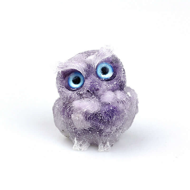 Crystal Stone Owl Ornaments - Handcrafted Table Top Decor for Home & Office | Feng Shui Gift, Zen Meditation Decor, Bookshelf Display | A6565