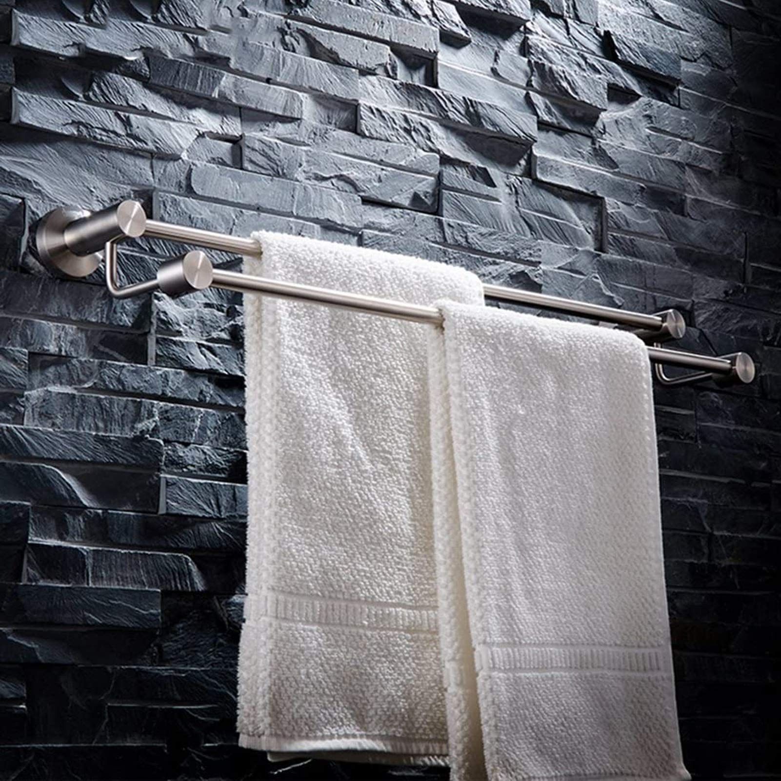 Stainless Steel Double Towel Rail - Wall Mounted Bath Towel Rack & Bar Holder (40cm) - Durable Bathroom Storage Hanger for Hand Towels, Washcloths & Robes - Perfect for Showers, Spas & Luxury Home Bathrooms
