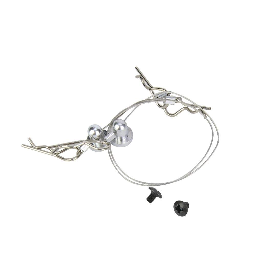 V GEBY 1/10 RC Car Body Shell Clip Pins & Rope Set - Silver, Durable Car Shell Clips for Secure Fit, Ideal for Off-Road Racing and Drift Tracks