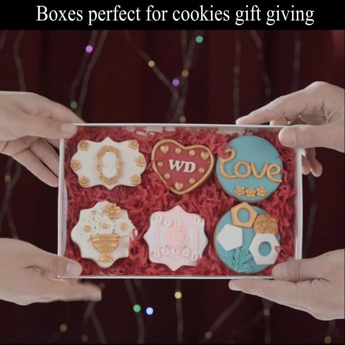 RomanticBaking 24 Pack Clear Cookie Boxes with Window for Bakery & Macarons - Christmas, Wedding, Valentine's Day Gifts