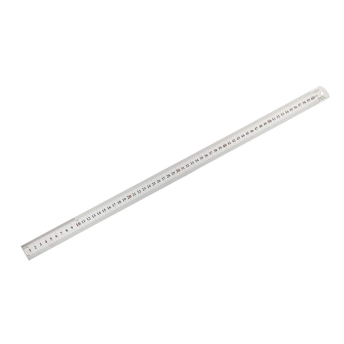 uxcell 24 Inch (600mm) Stainless Steel Straight Ruler - Metric/Imperial Dual Scale Measuring Tool with Hanging Hole for DIY, Crafting, School & Office Use