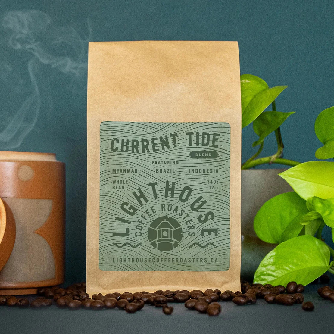 Premium Lighthouse Coffee Tidal Blend - 12oz (340g) Whole Bean Medium Roast - Rich & Smooth Coffee for Home Brewing, Office, or Gifts