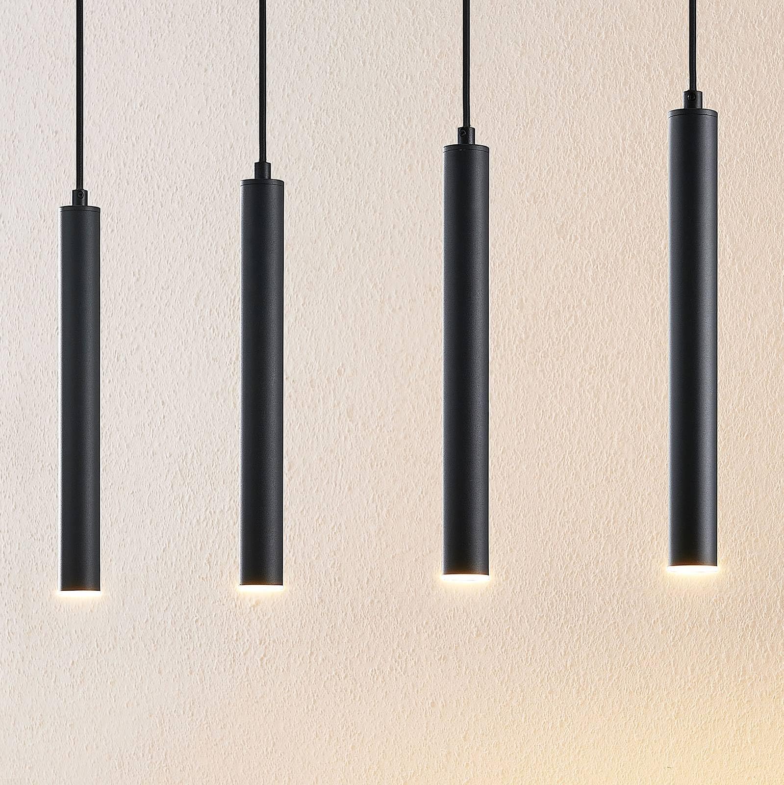 Arcchio Kammeron Modern Black Metal Pendant Lamp - 4 Lights with Bulb Included | Hanging Ceiling Light for Living Room & Dining Room Decor