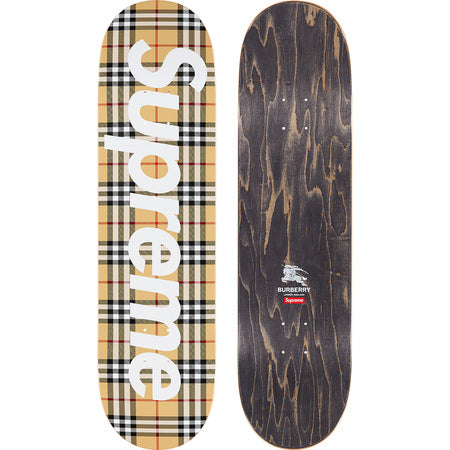 Supreme x Burberry Skateboard Deck - Beige Color | Limited Edition Collector's Item for Skateboarding Enthusiasts & Streetwear Fashion | Perfect for Skate Parks, Urban Commuting & Wall Art Display