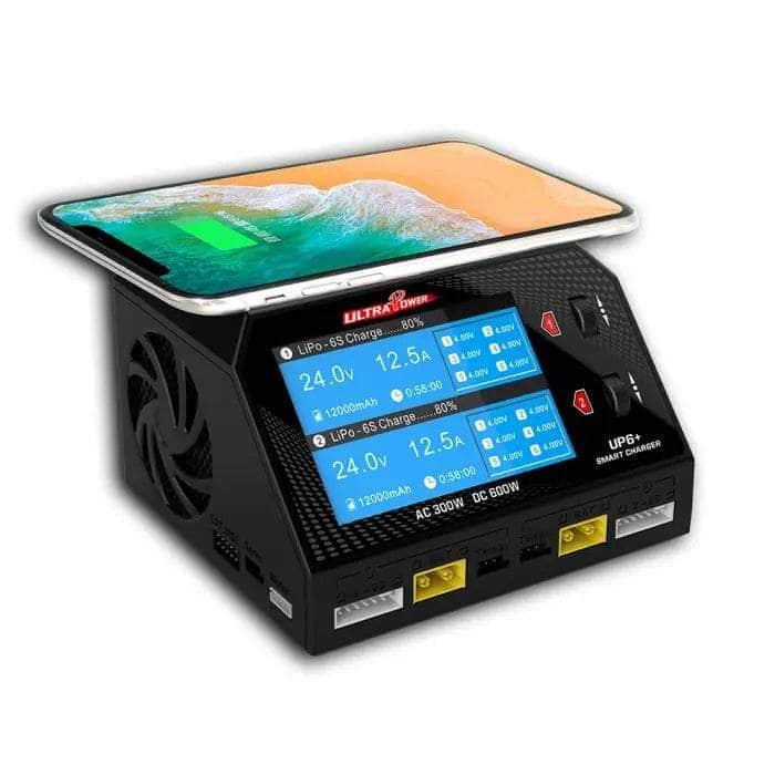 UltraPower UP6+ 300W 16A 1-6S LiPo/LiHV Dual Channel AC/DC Smart Battery Charger for RC Drones, Cars, Airplanes - Fast Charging with LCD Display (Cables Not Included) - Perfect for Hobbyists and Professionals