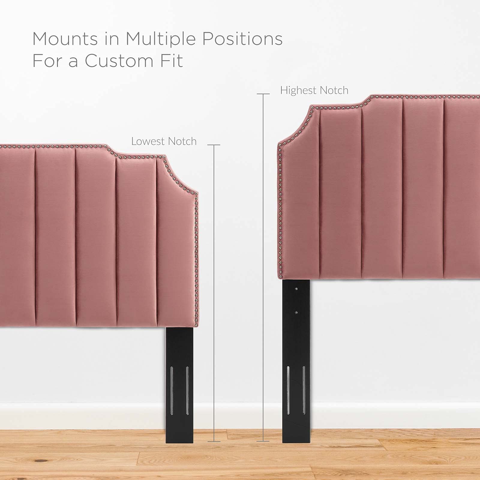 Modway Rosalind Channel Tufted Performance Velvet King/California King Headboard - Dusty Rose Upholstered Bed Frame for Master Bedroom & Guest Room Decor