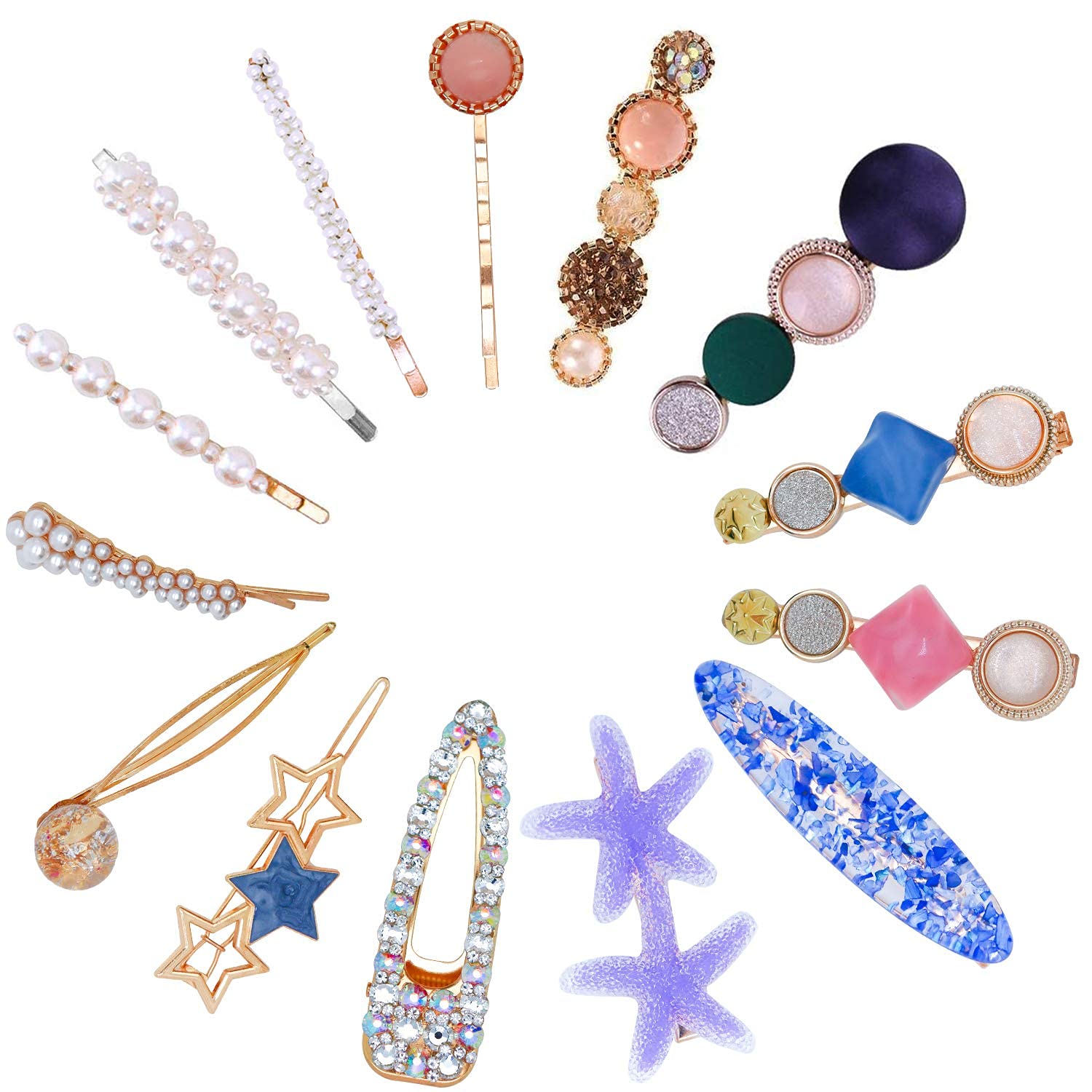 Korean Fashion Pearl Rhinestone Hair Clips for Women - Elegant Metal Hairpins Set (6Pcs) - Perfect for Weddings, Parties & Daily Styling