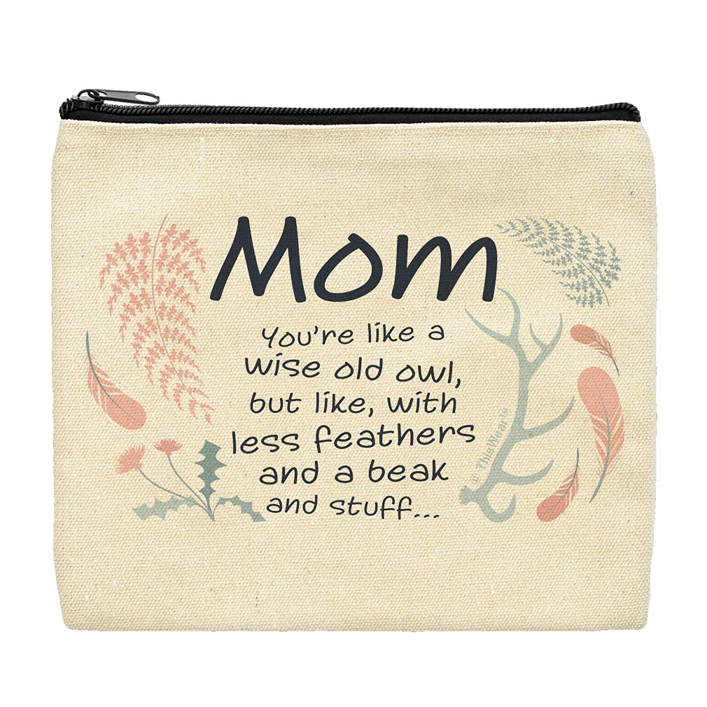 Wise Old Owl Makeup Bag - Unique Gifts for Mom, Women, Birthday, Mother's Day - Perfect for Travel, Cosmetics, Toiletries & Everyday Use