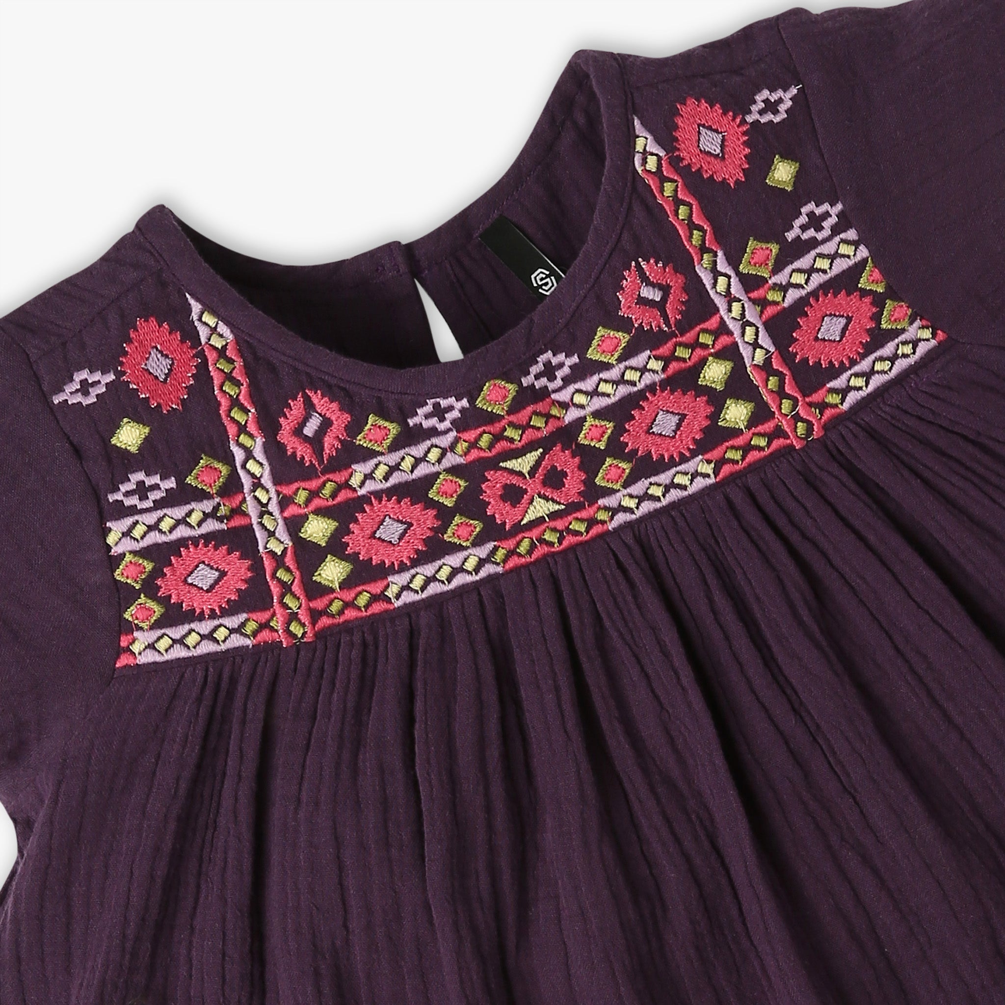 Girls Embroidered Round Neck Short Sleeve T-Shirt - Cute Casual Top for School, Playdates & Summer Outfits
