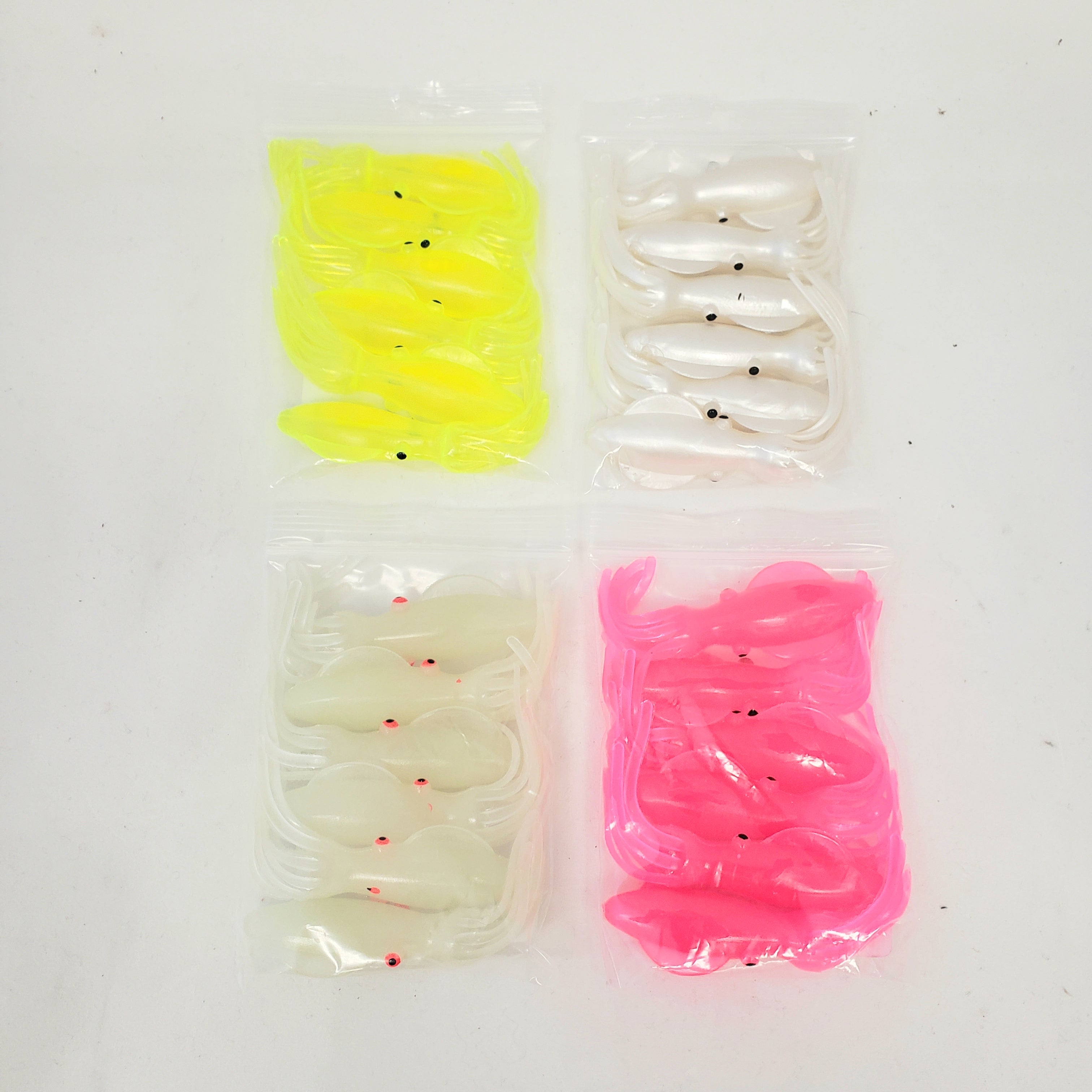 J&B Tackle Mini Squid 3 Soft Plastic Fishing Lures - 6 Pack for Saltwater & Freshwater Fishing - Perfect for Bass, Trout, and Walleye