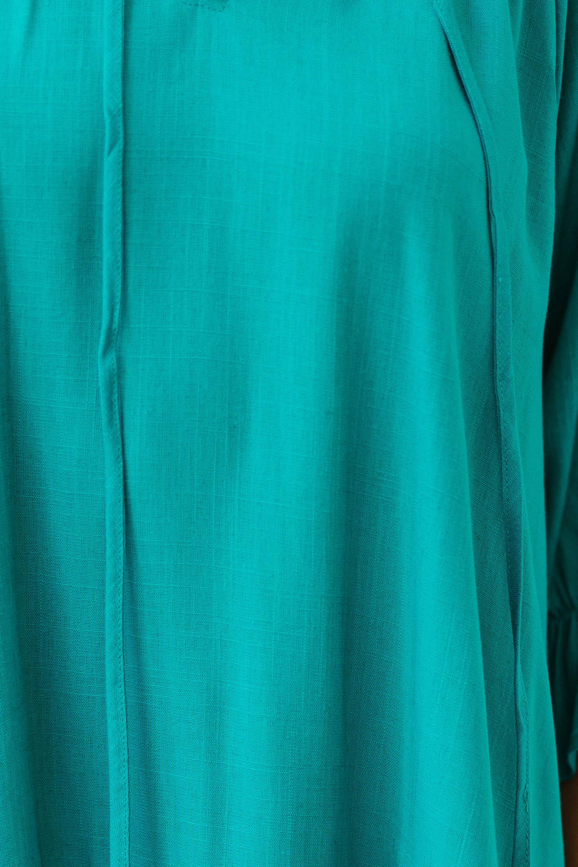 Always In The Lead Lagoon Green Linen Dress for Women - Summer Beach Vacation & Casual Outfit