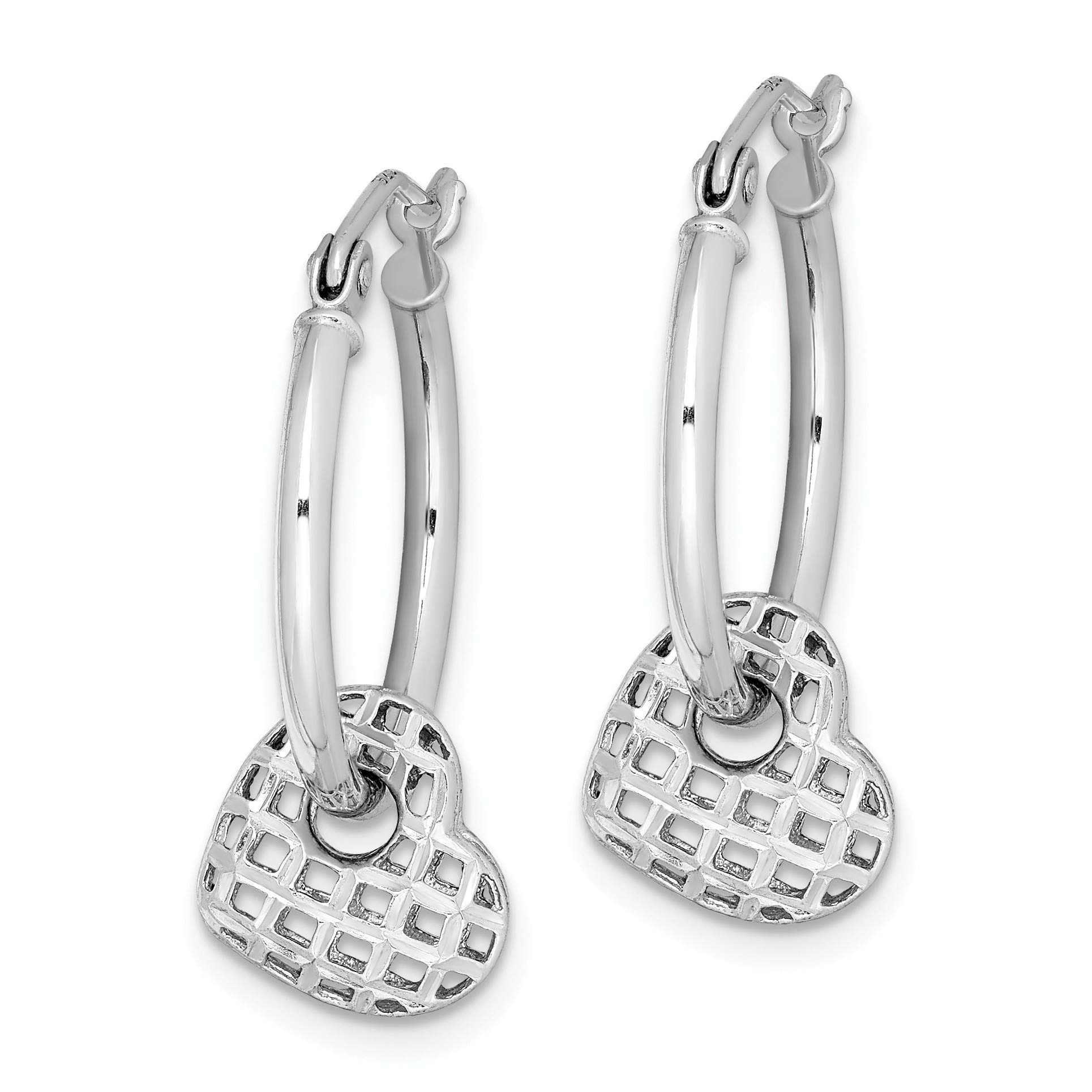 Sterling Silver Rhodium Plated Adjustable Heart Hoop Earrings for Women - Elegant Dangle Earrings for Valentine's Day, Anniversary, Wedding & Everyday Wear