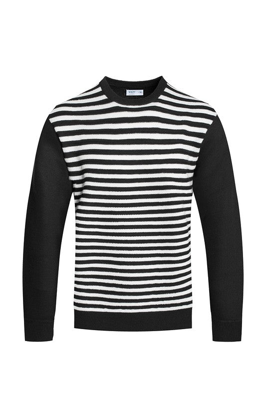 Cozy Striped Knit Sweater for Women - Soft Round Neck Pullover for Fall & Winter - Casual & Office Wear