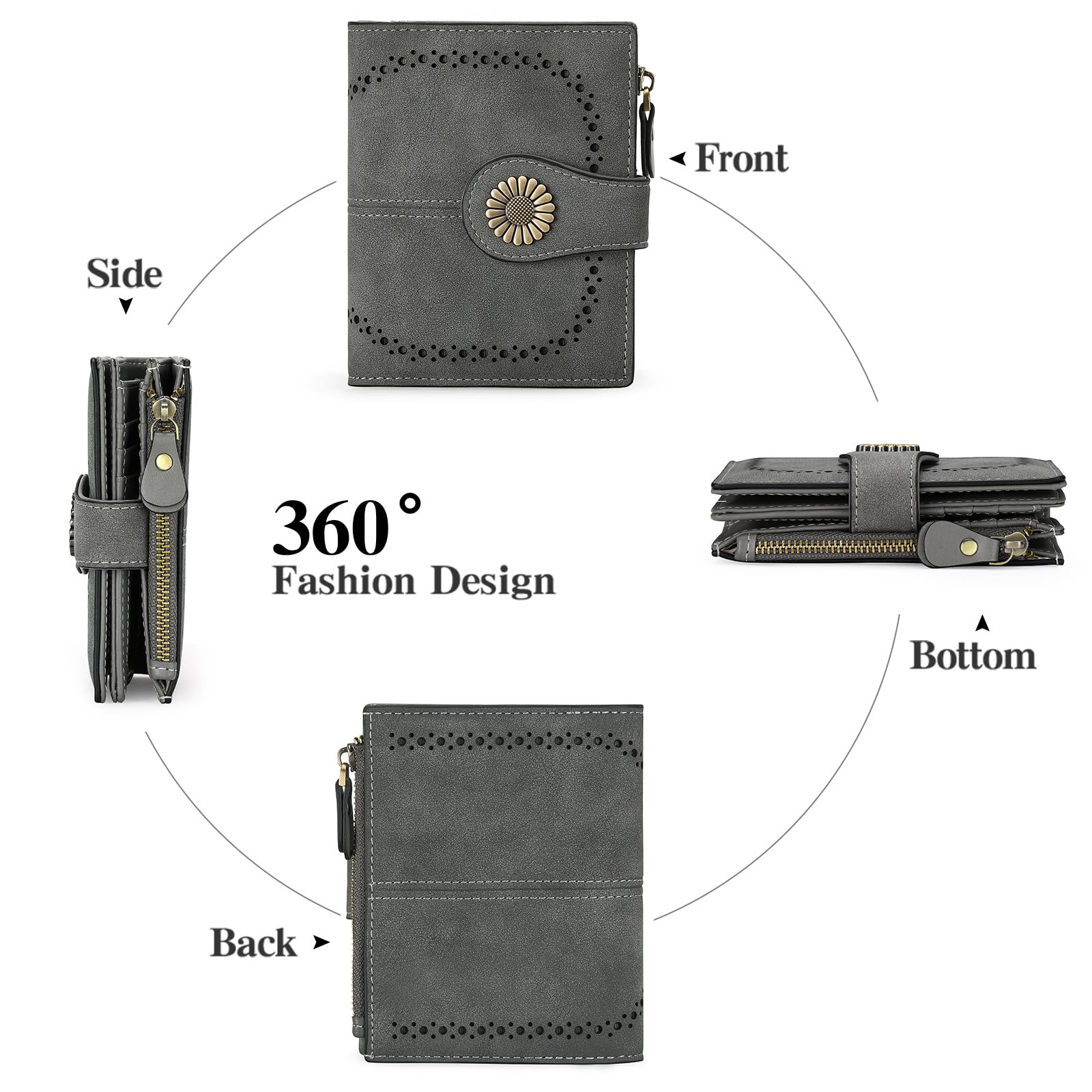 SENDEFN RFID Blocking Leather Wallet for Women - Slim Bifold Card Holder with ID Window for Travel & Daily Use