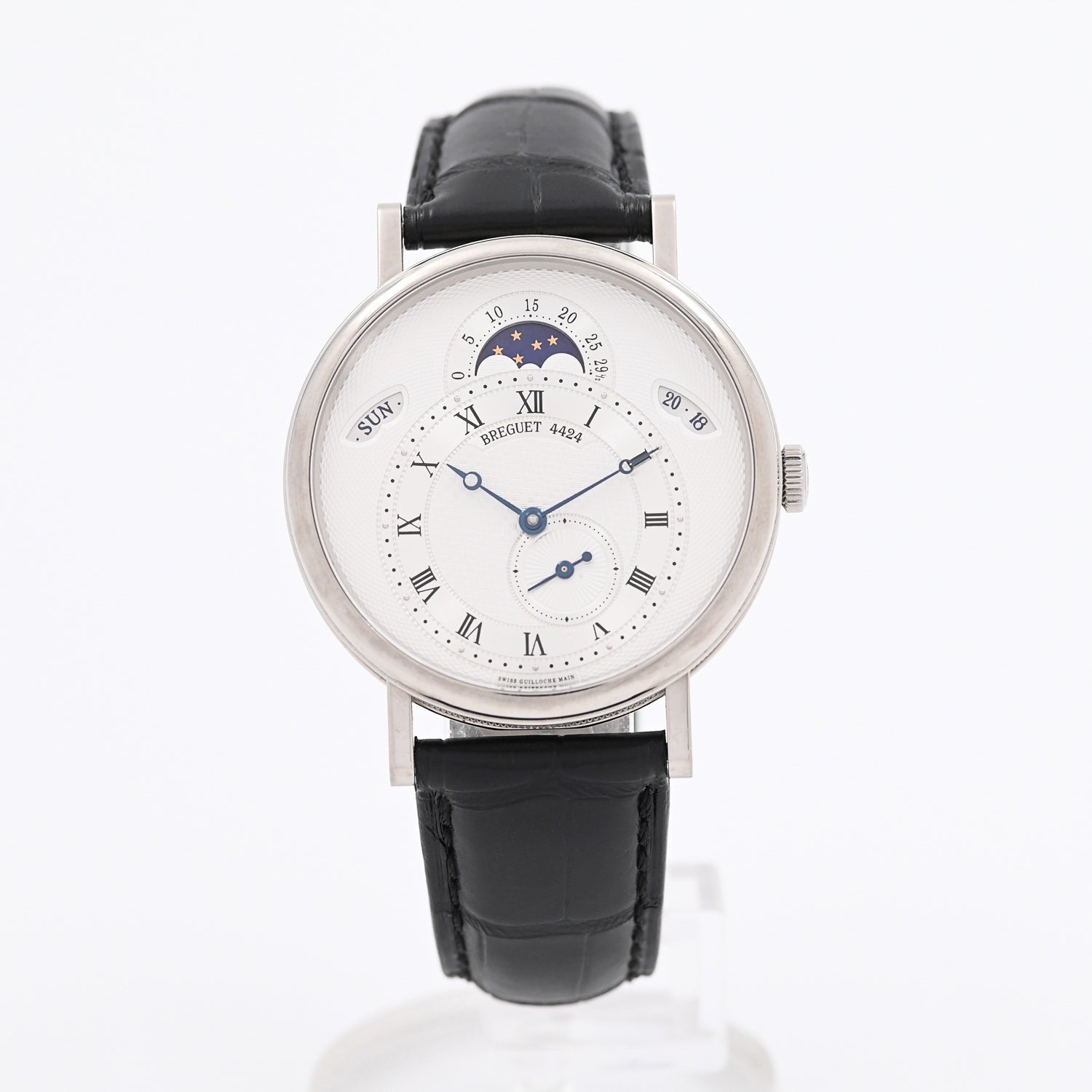 18ct White Gold Breguet Classique Moonphase Watch - Luxury Swiss Automatic Timepiece with Moon Phase Complication, Date Display & Sapphire Crystal - Perfect for Formal Events, Business Meetings & Collectors