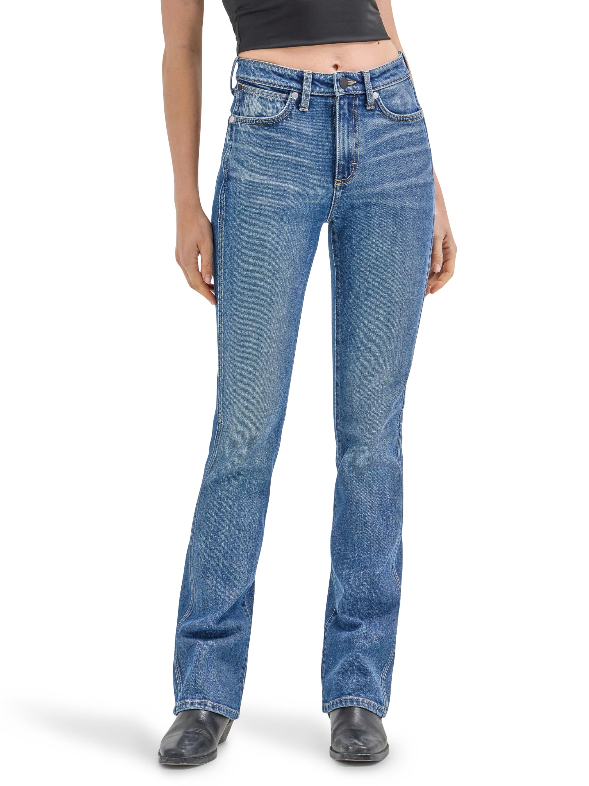 Wrangler Women's High-Rise Bootcut Jeans - Classic Denim Pants for Casual Wear & Western Style | Perfect for Work, Date Night & Country Events