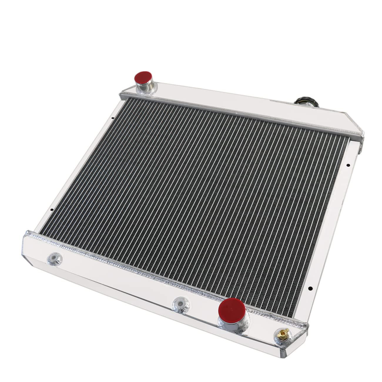 4 Row Aluminum Radiator with Fan Shroud & Thermostat Relay Kit - Compatible with 1961-1966 Chevy C10 C20 C30 K10 K20 Pickup Suburban & Other GM Cars - Perfect for Engine Cooling & Performance Upgrades