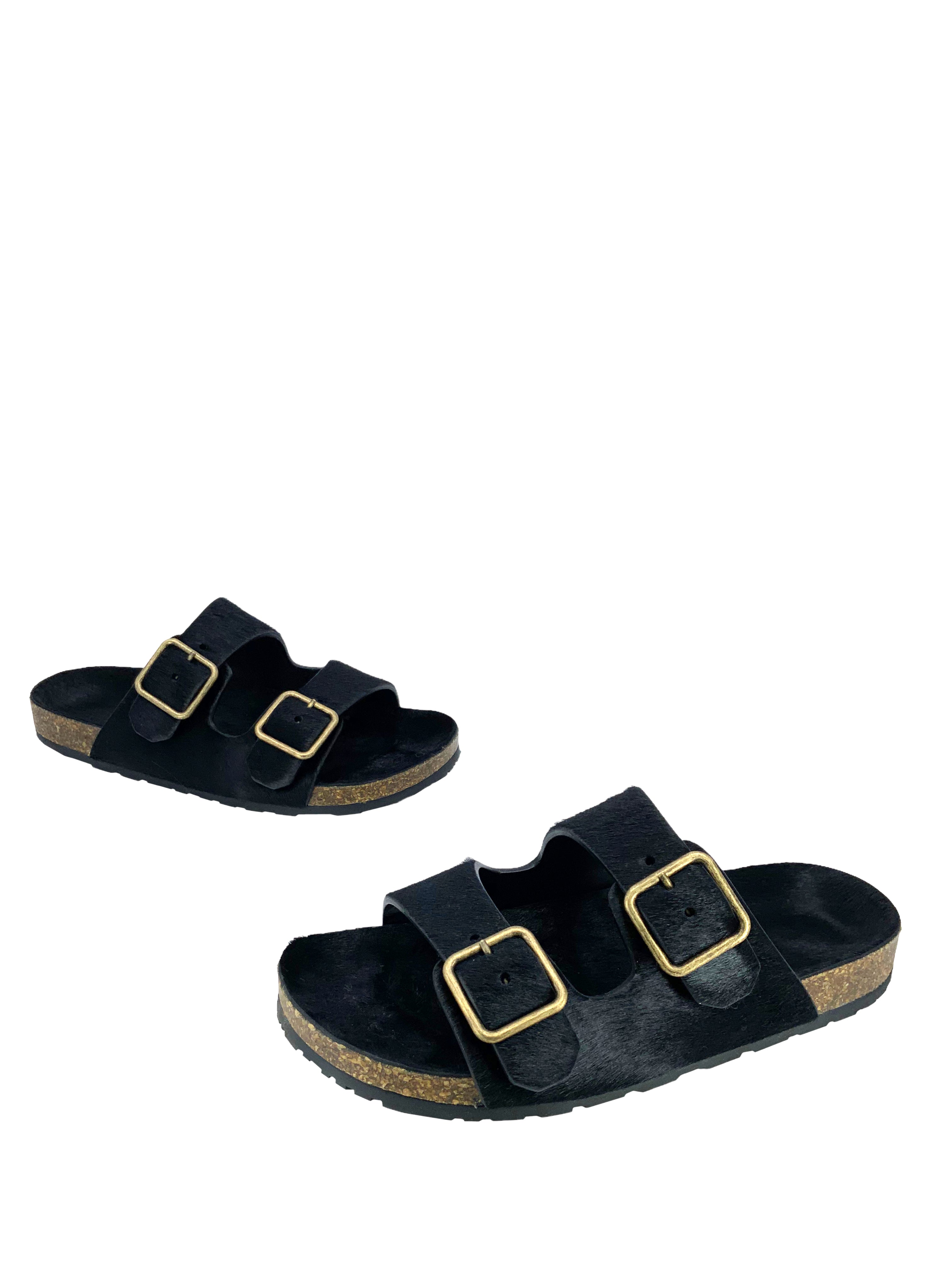SAINT LAURENT Jimmy Pony Hair Flat Sandals Women's Size 6.5 - Luxury Designer Slide Sandals for Summer, Beach & Casual Outings