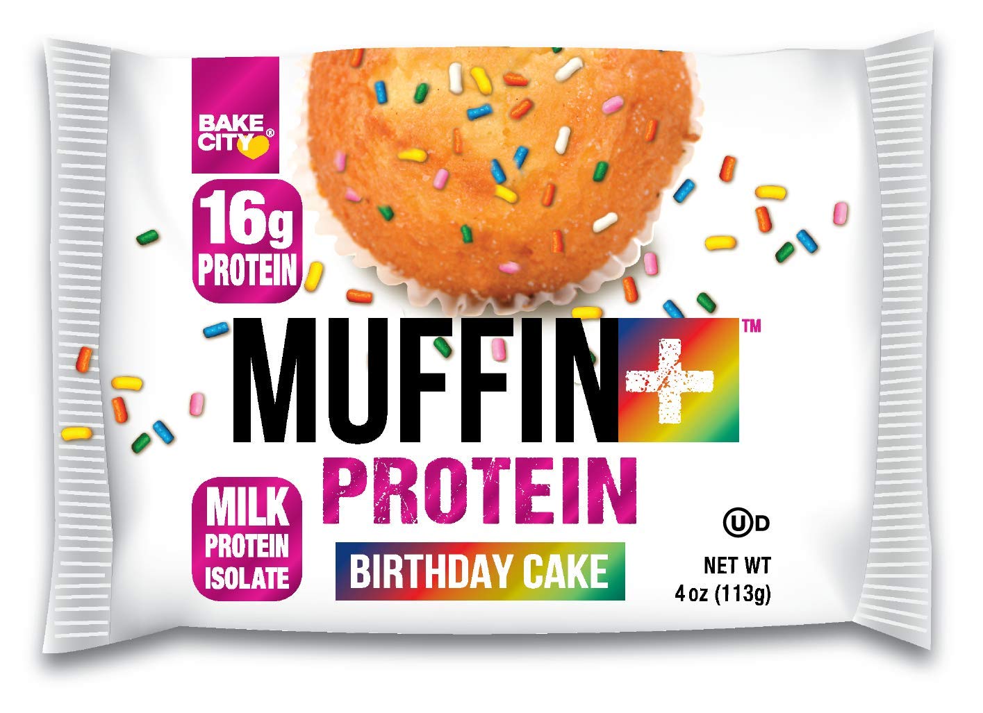 Bake City Protein Muffins - 12 Pack Birthday Cake Flavor | High Protein Snack with 16g Protein per 4oz Muffin | Perfect for Post-Workout, Breakfast On-the-Go & Healthy Dessert