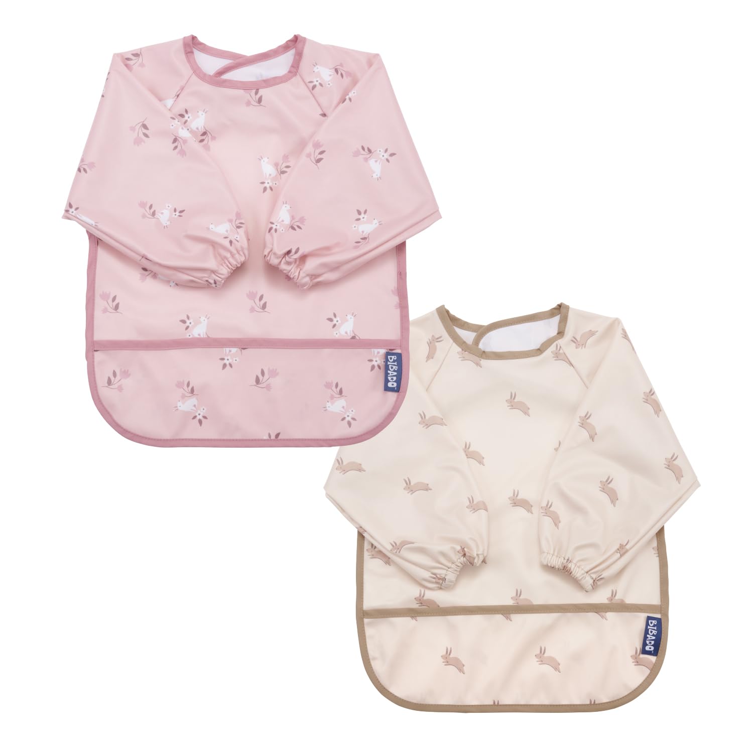 BIBaDO Mess Proof Baby Bib - 2 Pack Long Sleeve Waterproof Bibs for Toddlers (6 Months to 3 Years) | Machine Washable | Perfect for Mealtime & Self-Feeding Practice