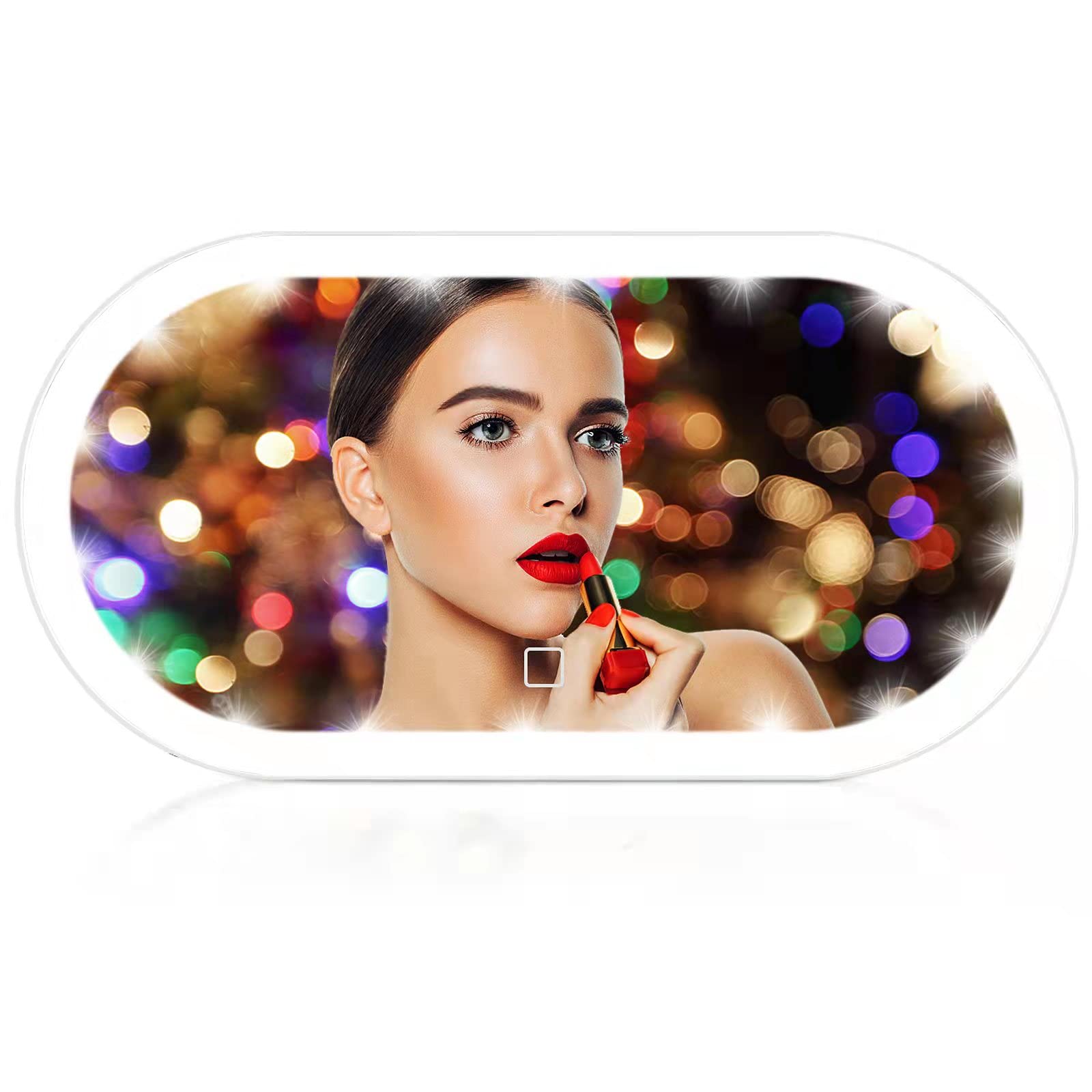 Rechargeable LED Car Visor Vanity Mirror with 3 Light Modes - USB Type-C Powered Clip-On Makeup Mirror for Women (White) | Perfect for On-the-Go Touchups & Night Driving