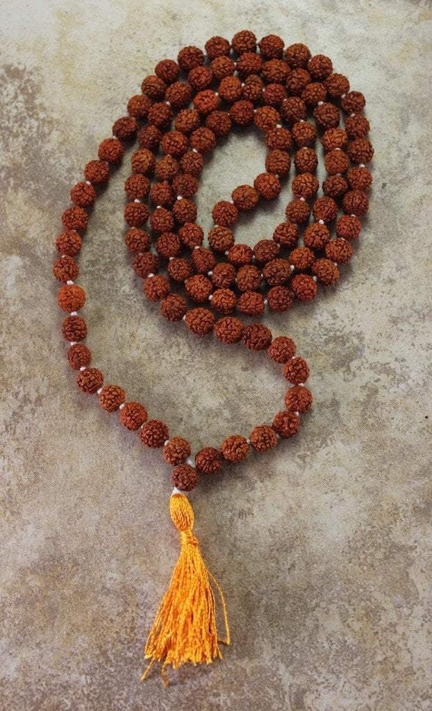 8mm Authentic Rudraksha Bead Mala - 108 Prayer Beads for Meditation, Yoga & Spiritual Healing | Handcrafted Hindu Buddhist Prayer Necklace